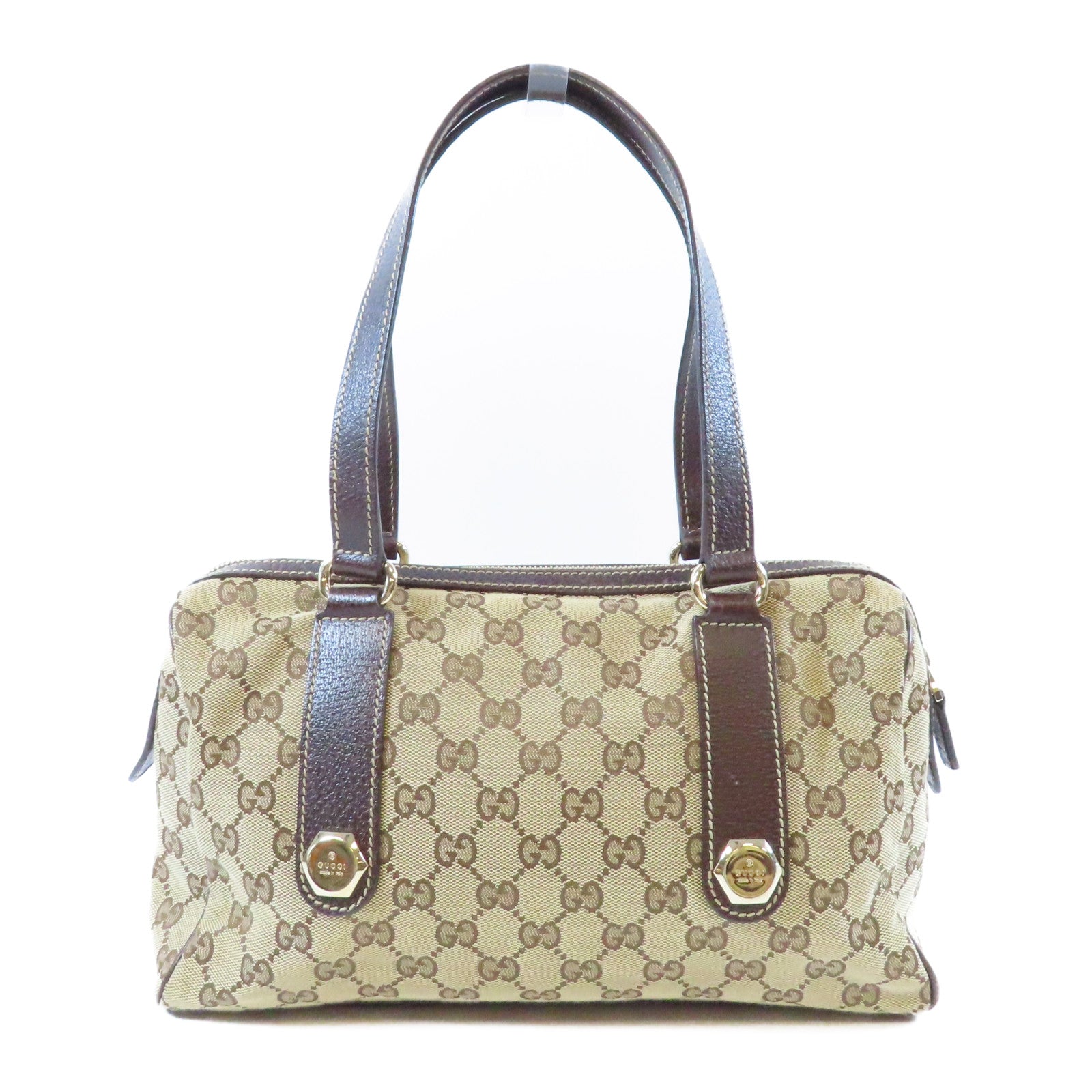 GUCCI 帆布Shoulder Bag金扣肩背袋啡色
