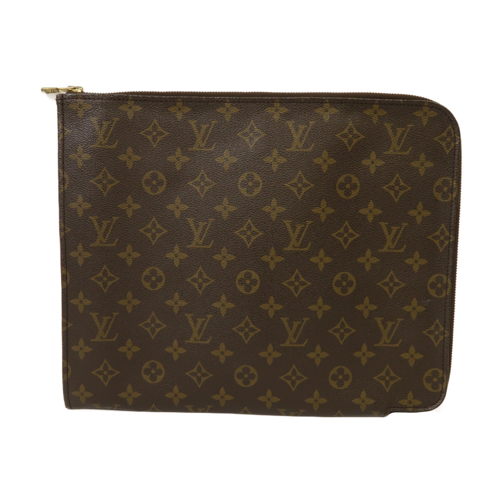 LOUIS VUITTON Monogram Poche Documents金扣手拿包啡色