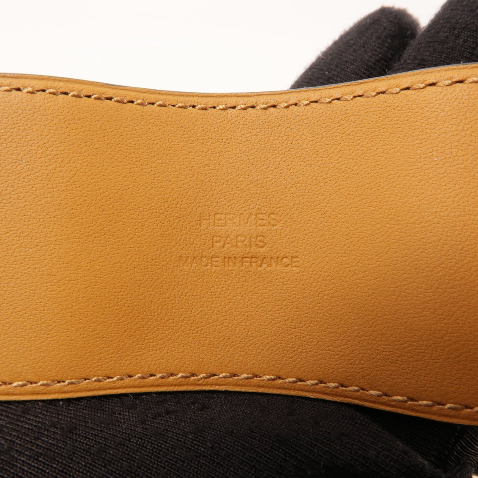 HERMES Swift皮革CDC金扣手鐲棕色