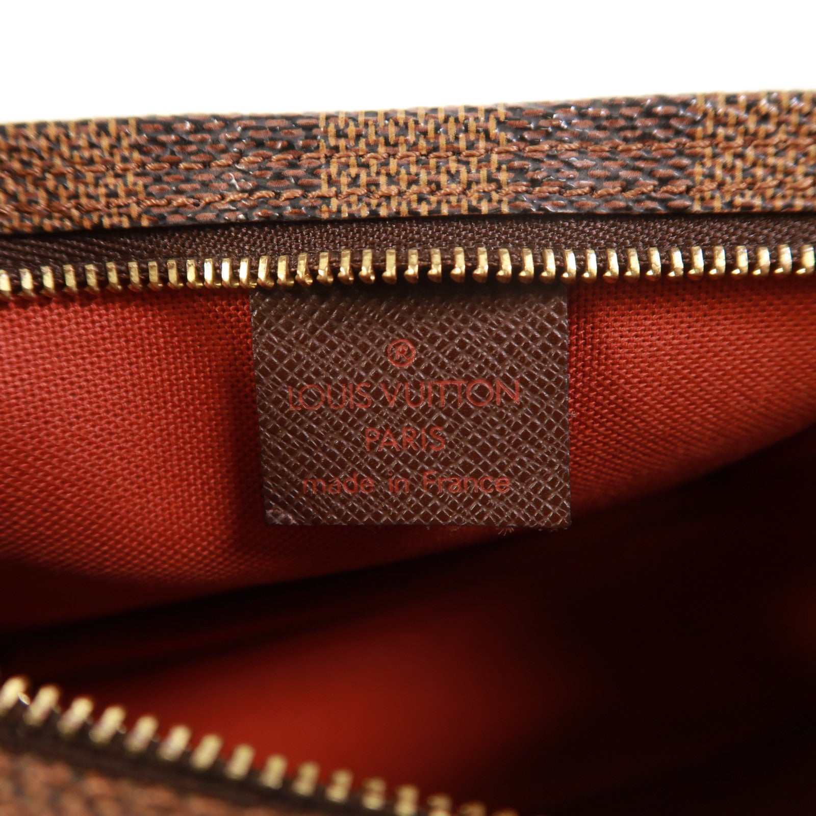 LOUIS VUITTON Damier Trousse Makeup Accessory Pouch金扣手挽袋棕色