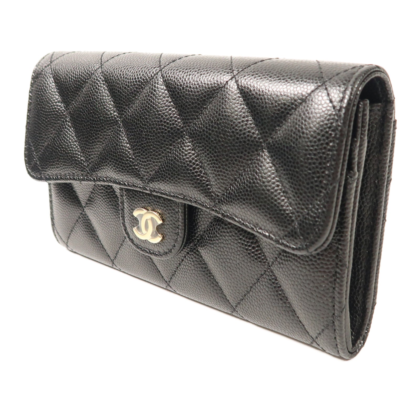 CHANEL 牛皮皮革Long Wallet金扣長錢包
