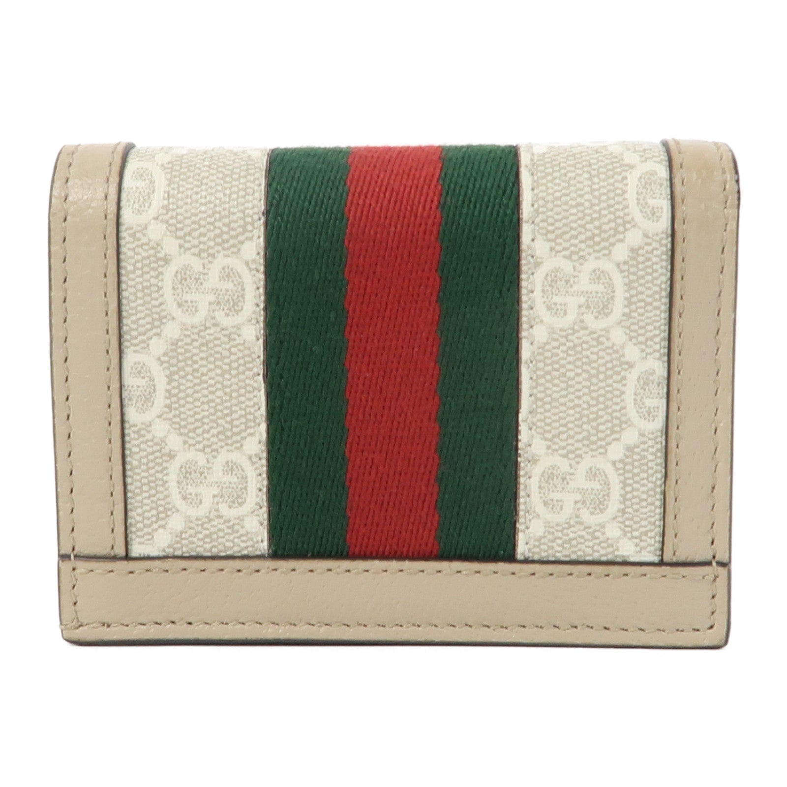 GUCCI 塗層帆布Ophidia GG Wallet金扣錢包米色/白色