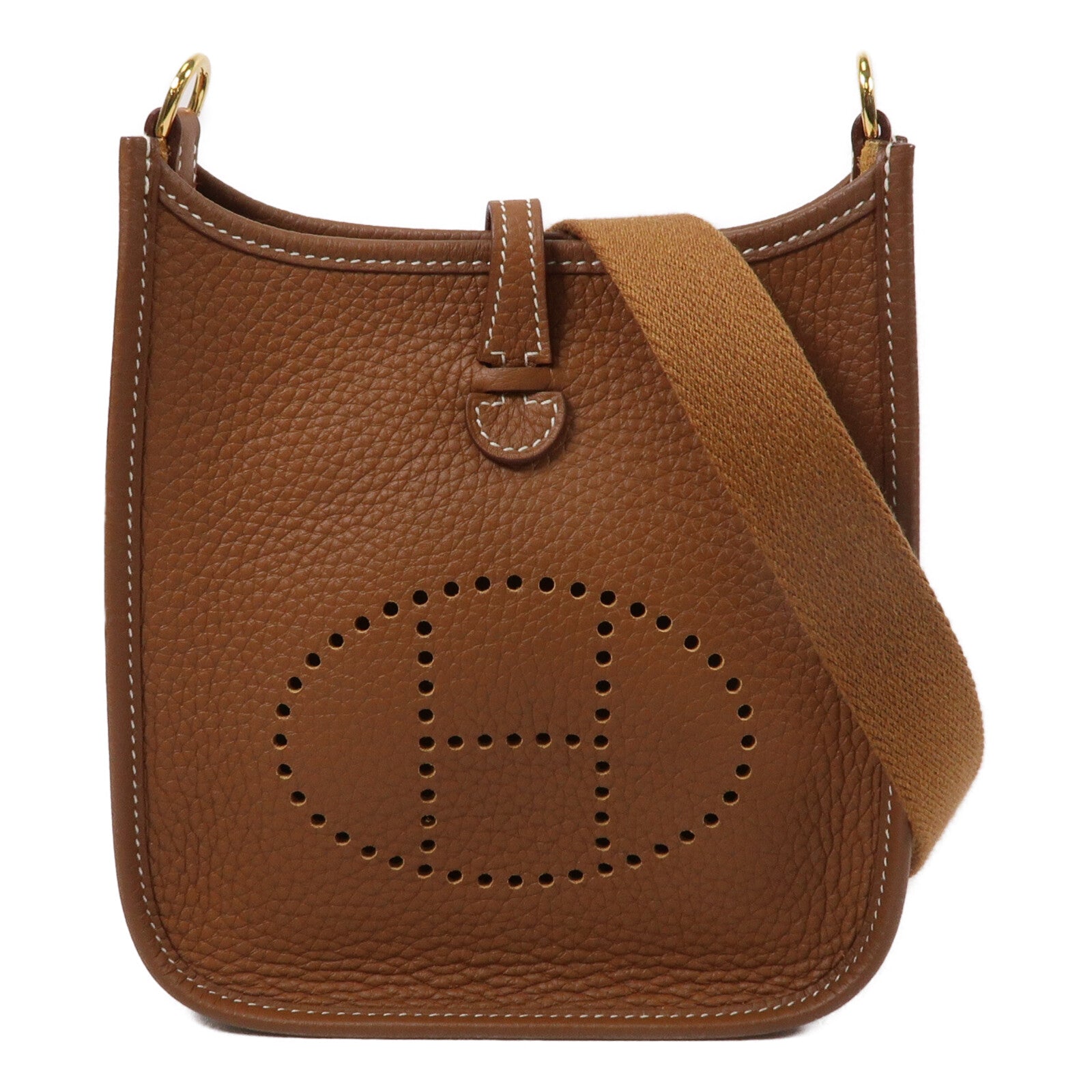 HERMES Clemence皮革Evelyne TPM肩背袋Gold