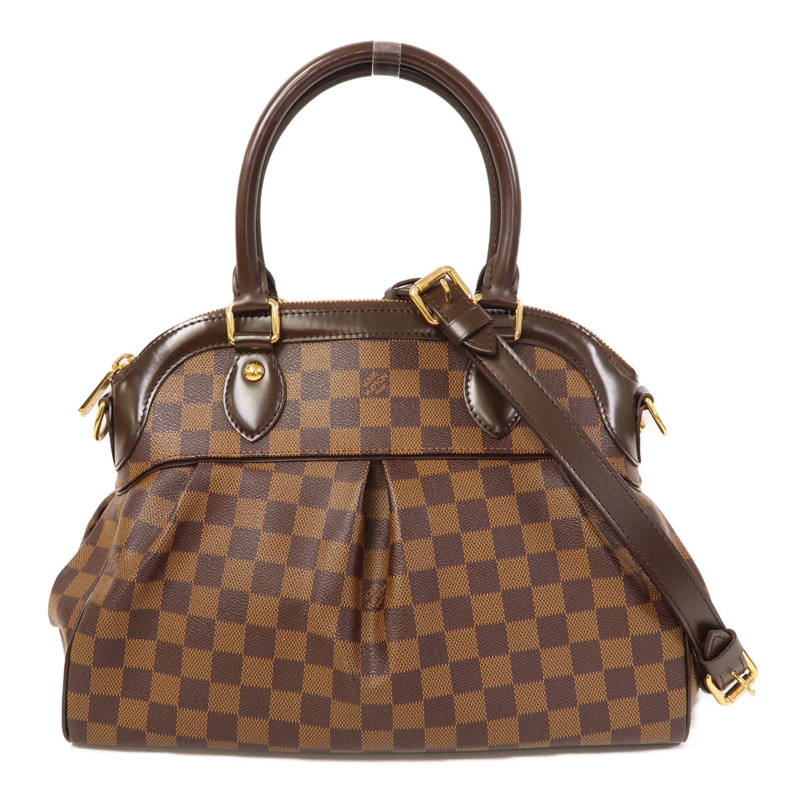 LOUIS VUITTON 【激減優惠】Damier Ebene Trevi PM金扣手挽肩背兩用袋啡色