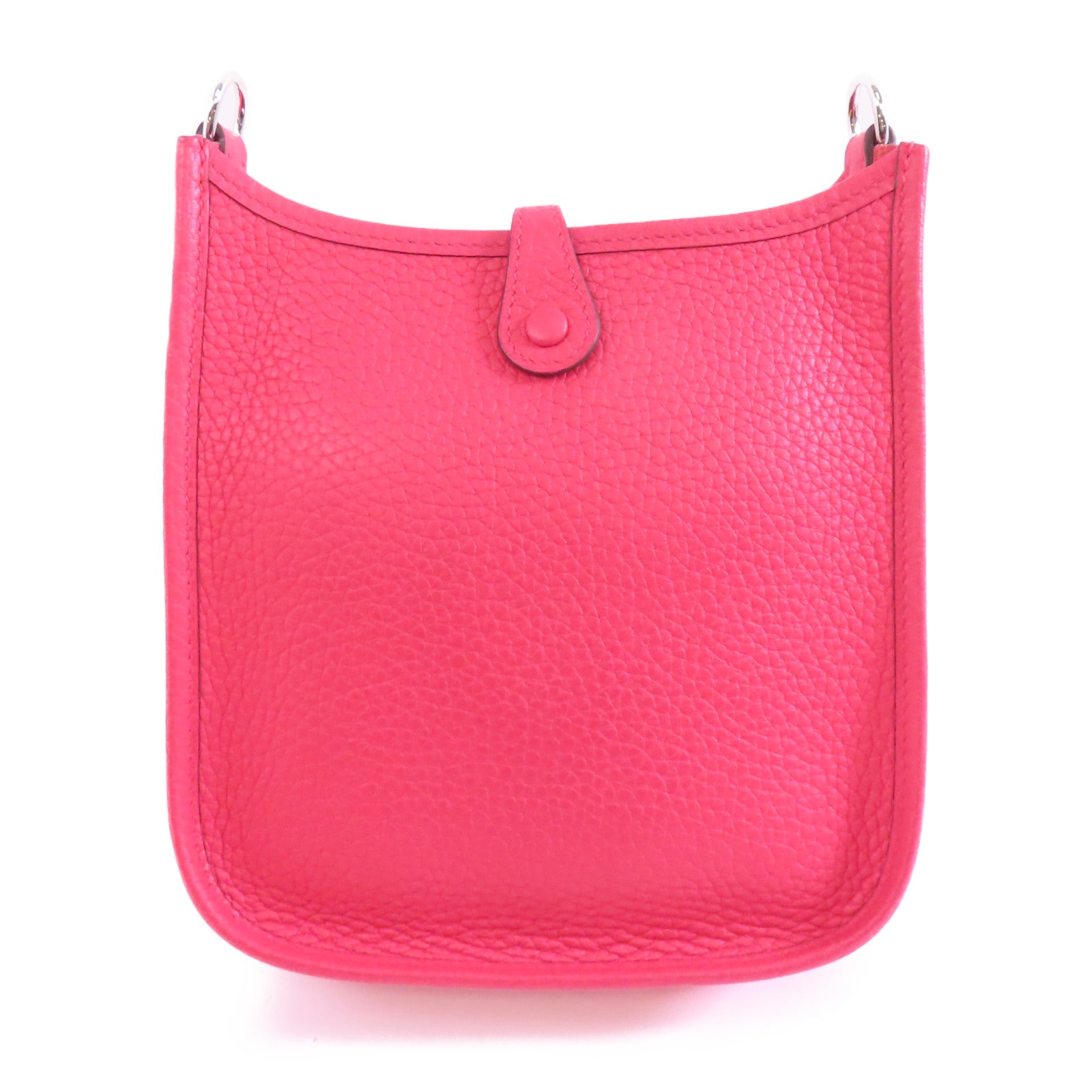 HERMES Clemence皮革Evelyne TPM銀扣肩背袋Rose Extreme/粉紅色