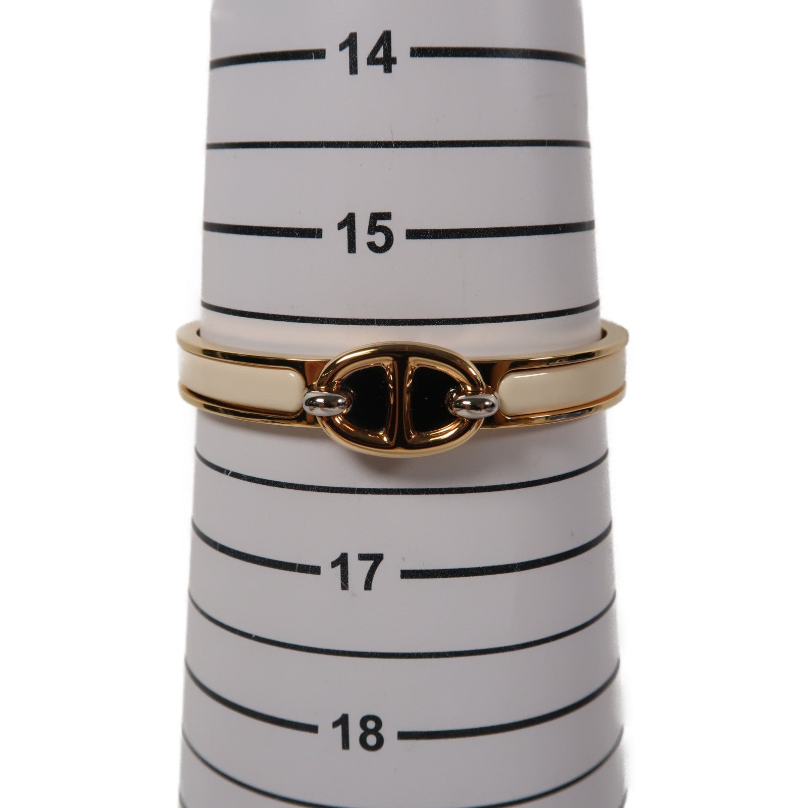 HERMES 金屬Mini Clic Chaine d'Ancre手鐲奶油白色