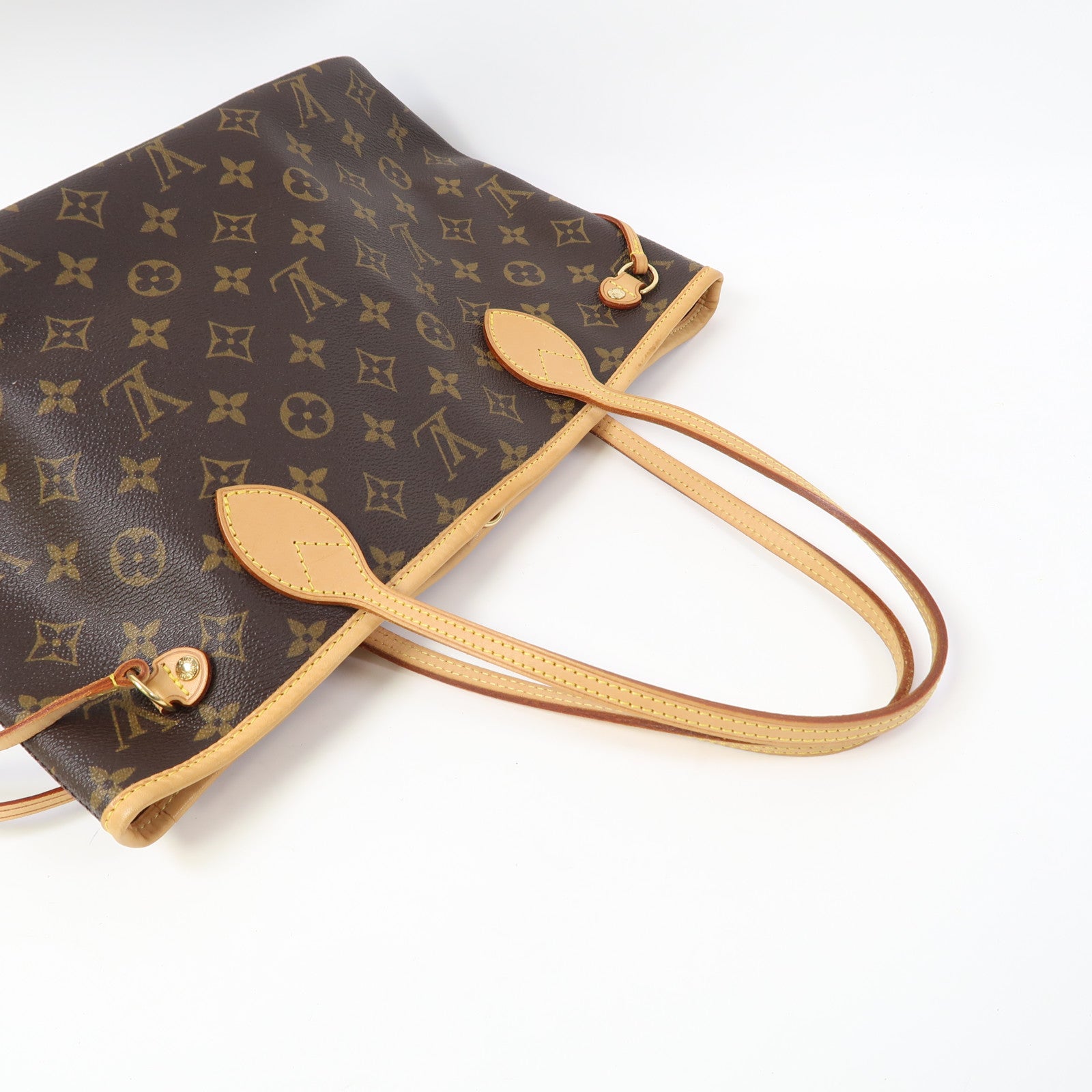 LOUIS VUITTON Monogram Neverfull PM金扣手挽袋啡色