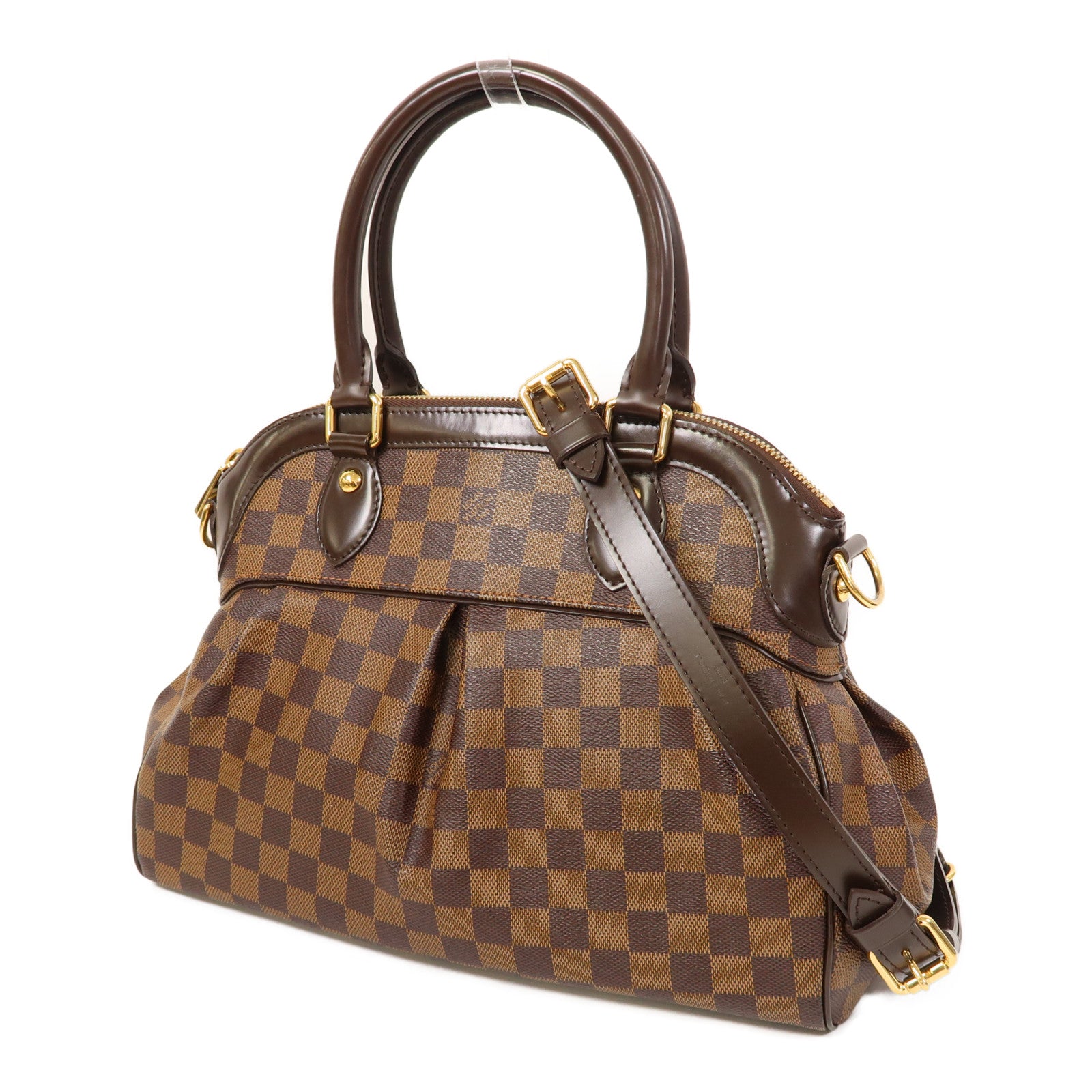 LOUIS VUITTON 【激減優惠】Damier Ebene Trevi PM金扣手挽肩背兩用袋啡色