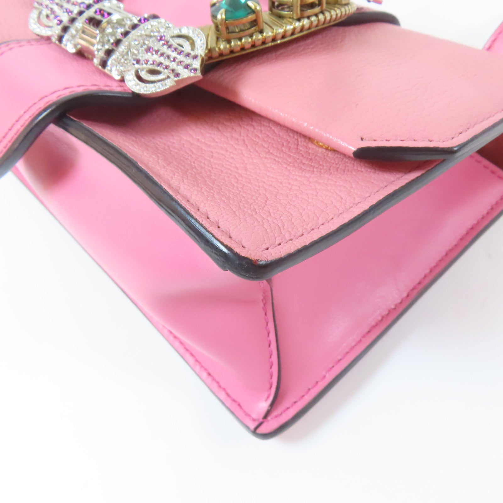 Miu Miu 牛皮皮革金扣肩背袋粉紅色