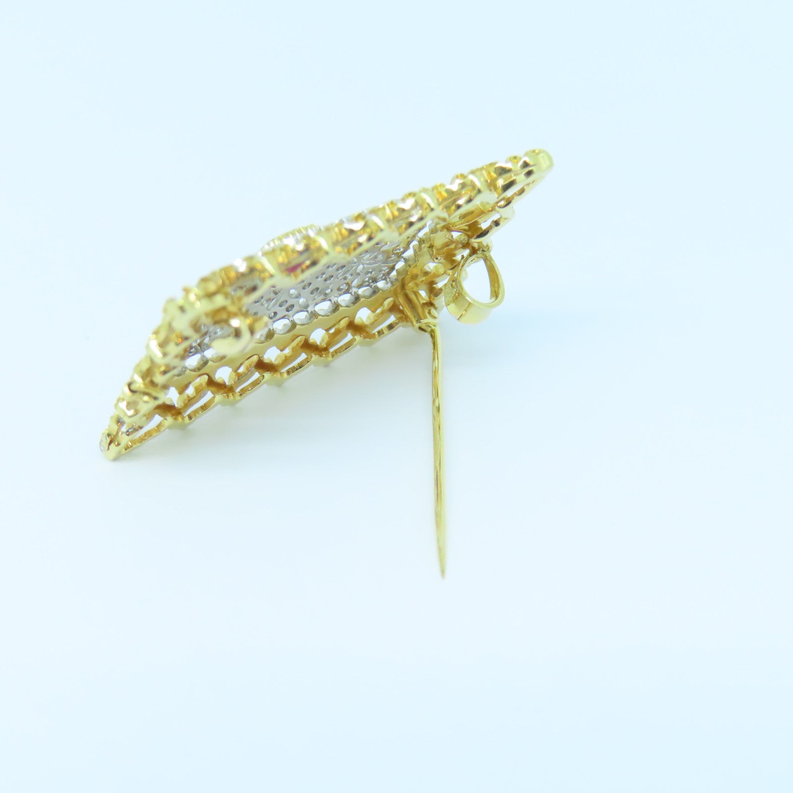 JEWELRY **【激減優惠】18K黃金Ruby Diamond Brooch紅寶石/鑽石胸針