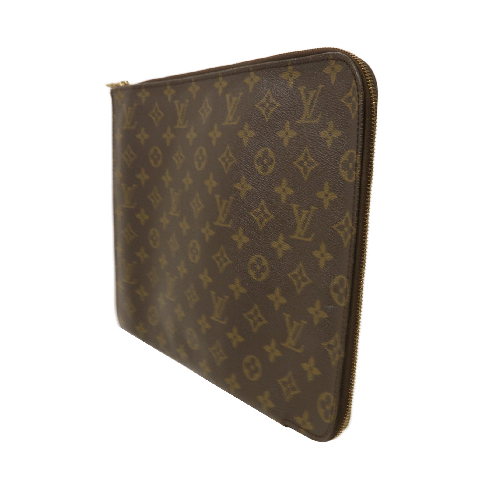 LOUIS VUITTON Monogram Poche Documents金扣手拿包啡色