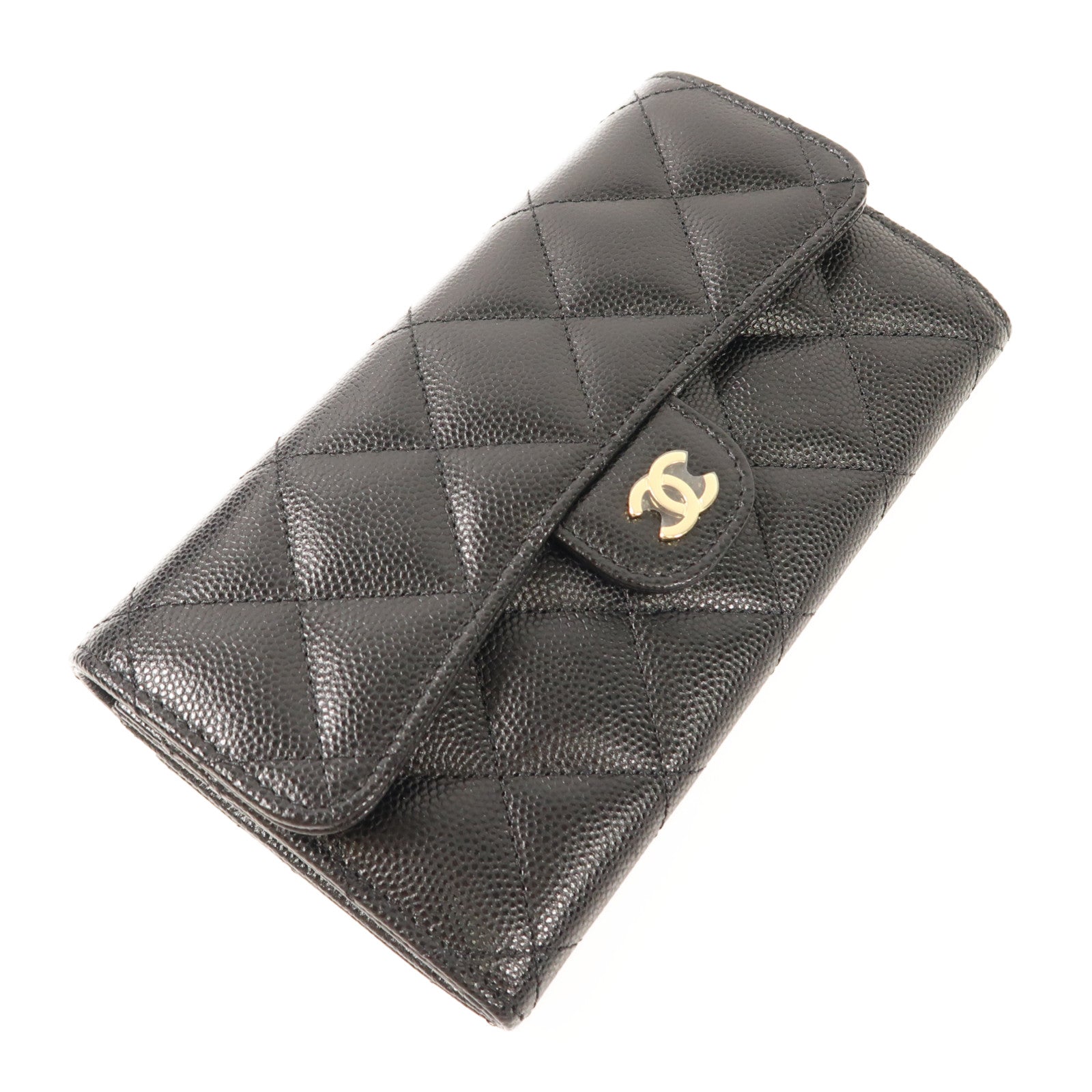 CHANEL 牛皮皮革Long Wallet金扣長錢包