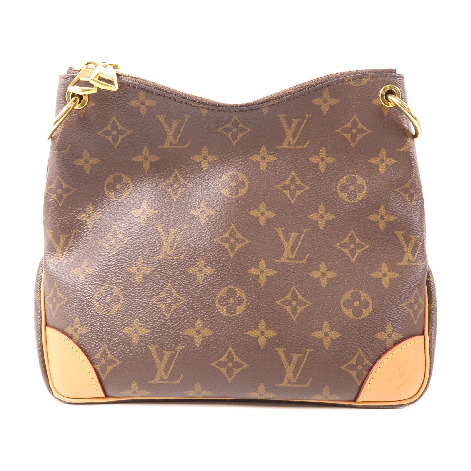 LOUIS VUITTON Monogram Odeon金扣手挽袋棕色