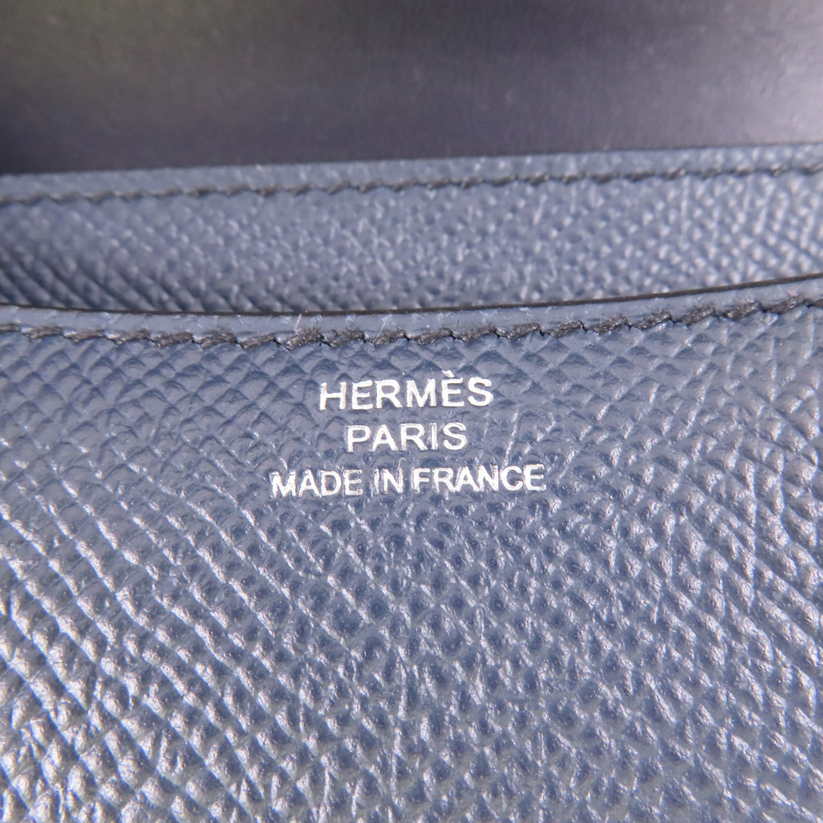 HERMES Epsom皮革Constance Mini 銀扣肩背袋Blue Indigo