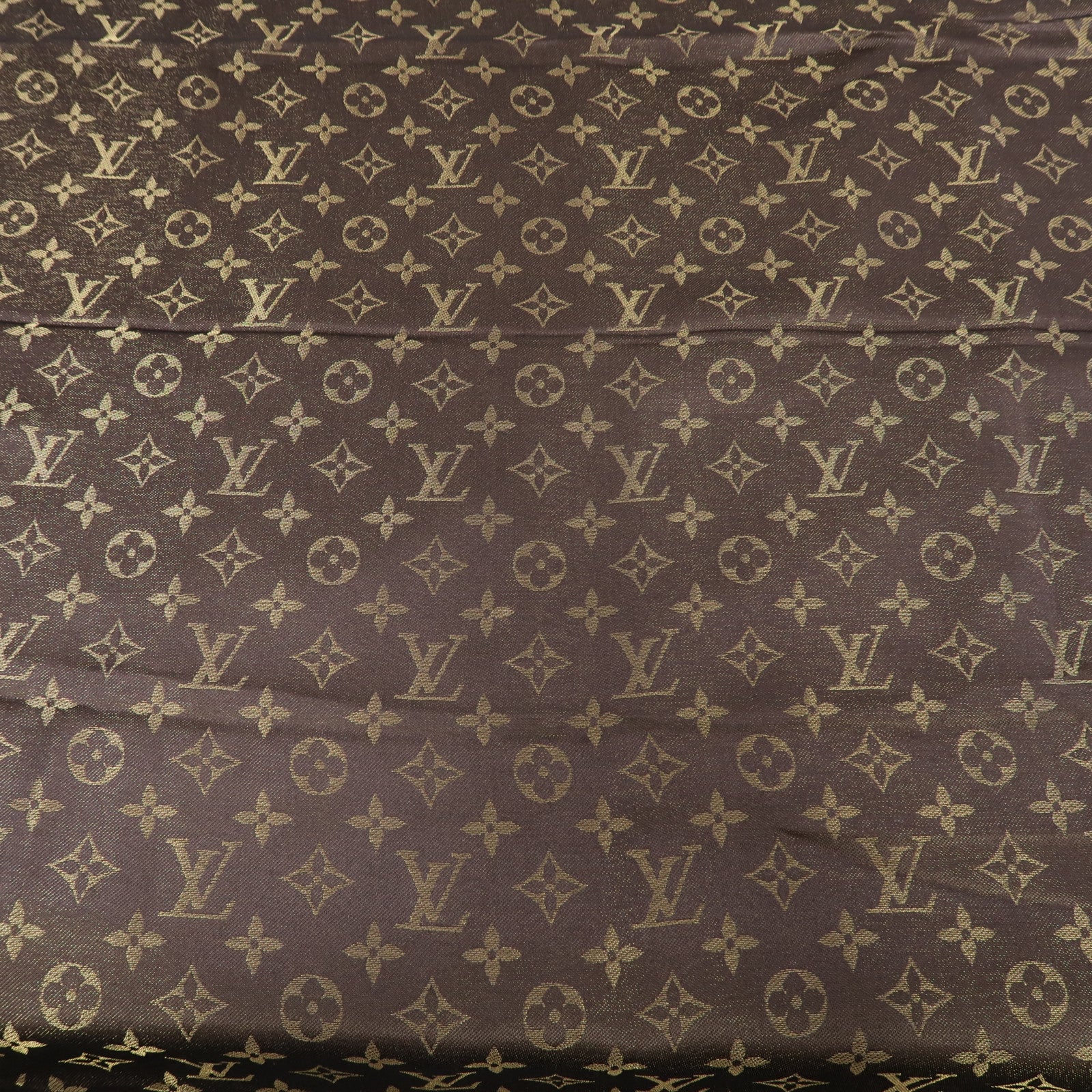 LOUIS VUITTON 絲質/人造絲Monogram Shine披肩啡色