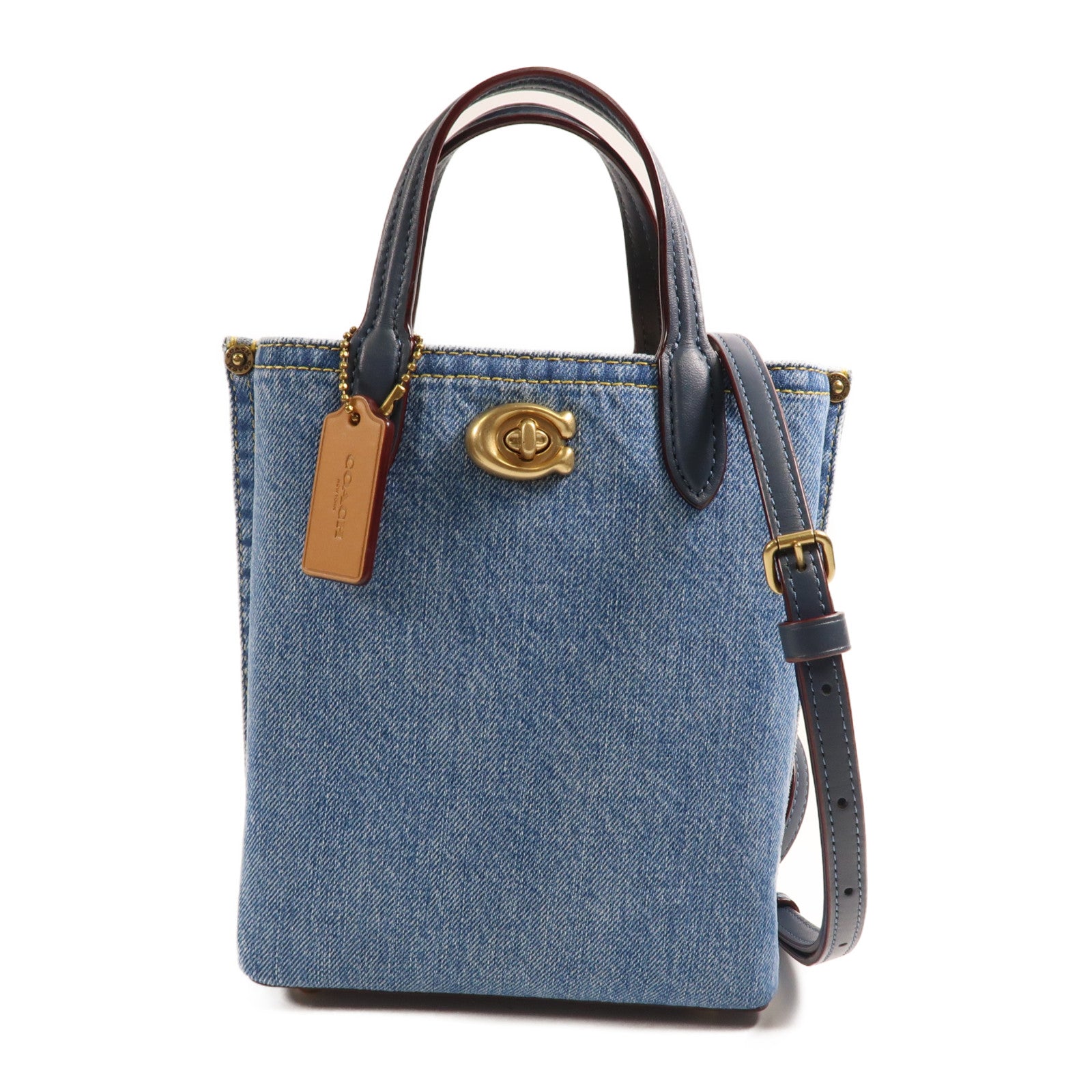 COACH 牛仔布2 Way Shoulder金扣手挽肩背兩用袋