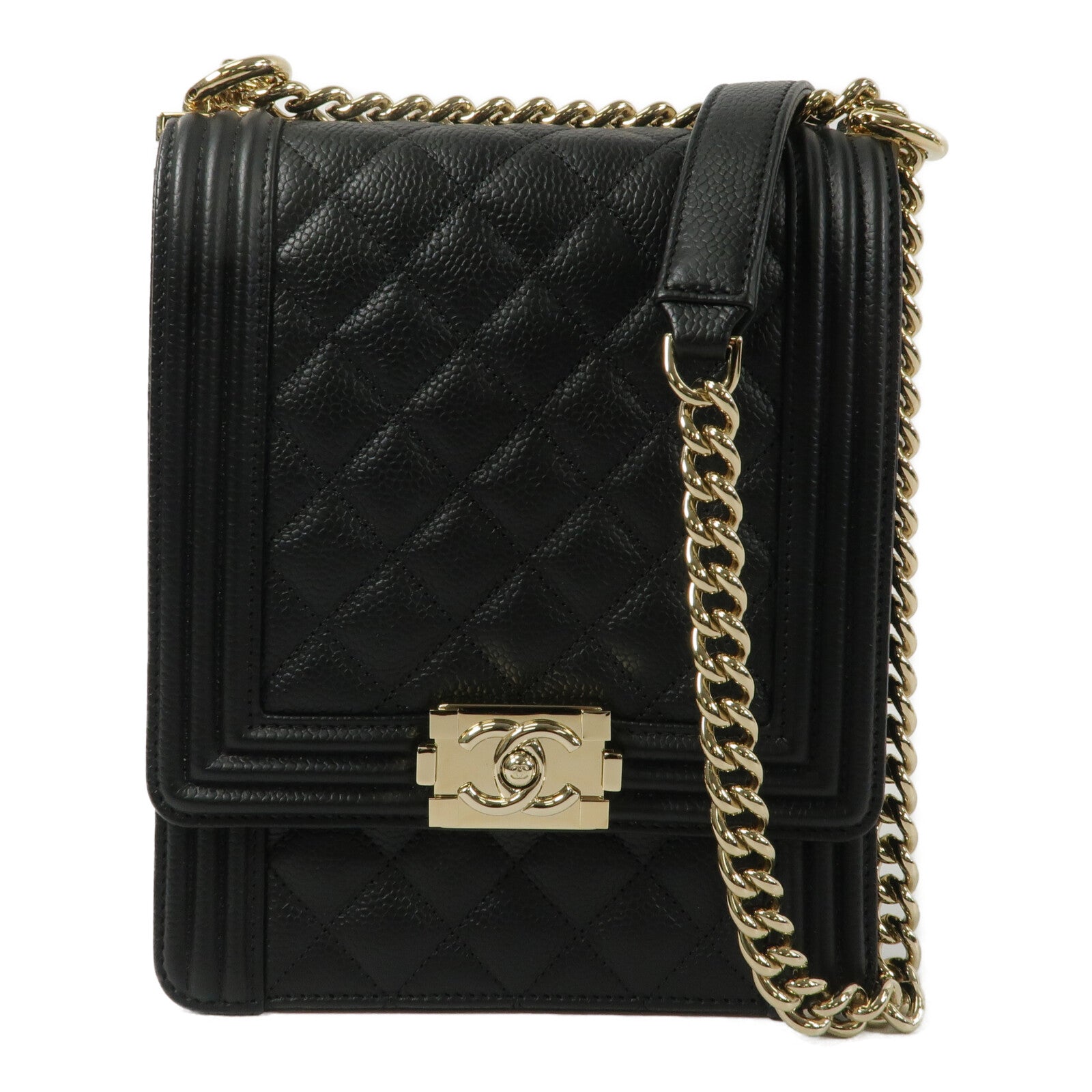 CHANEL 牛皮皮革North Souuth Boy鏈帶肩背袋