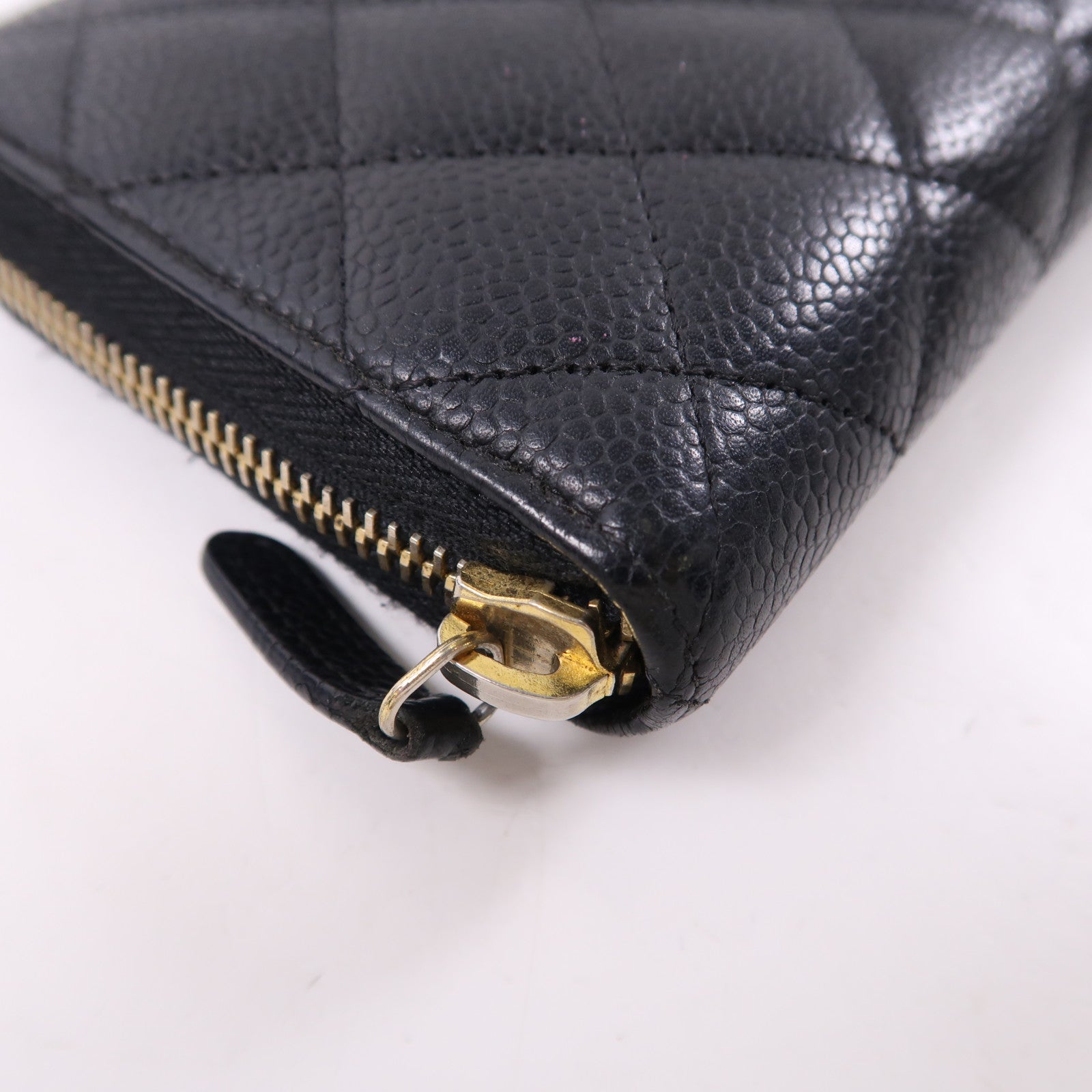 CHANEL 牛皮皮革Zipper Long Wallet金扣長錢包黑色