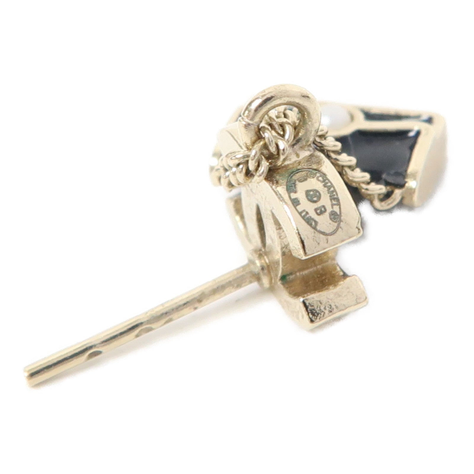 CHANEL 金屬Bag Drop Earrings耳環黑色/金色