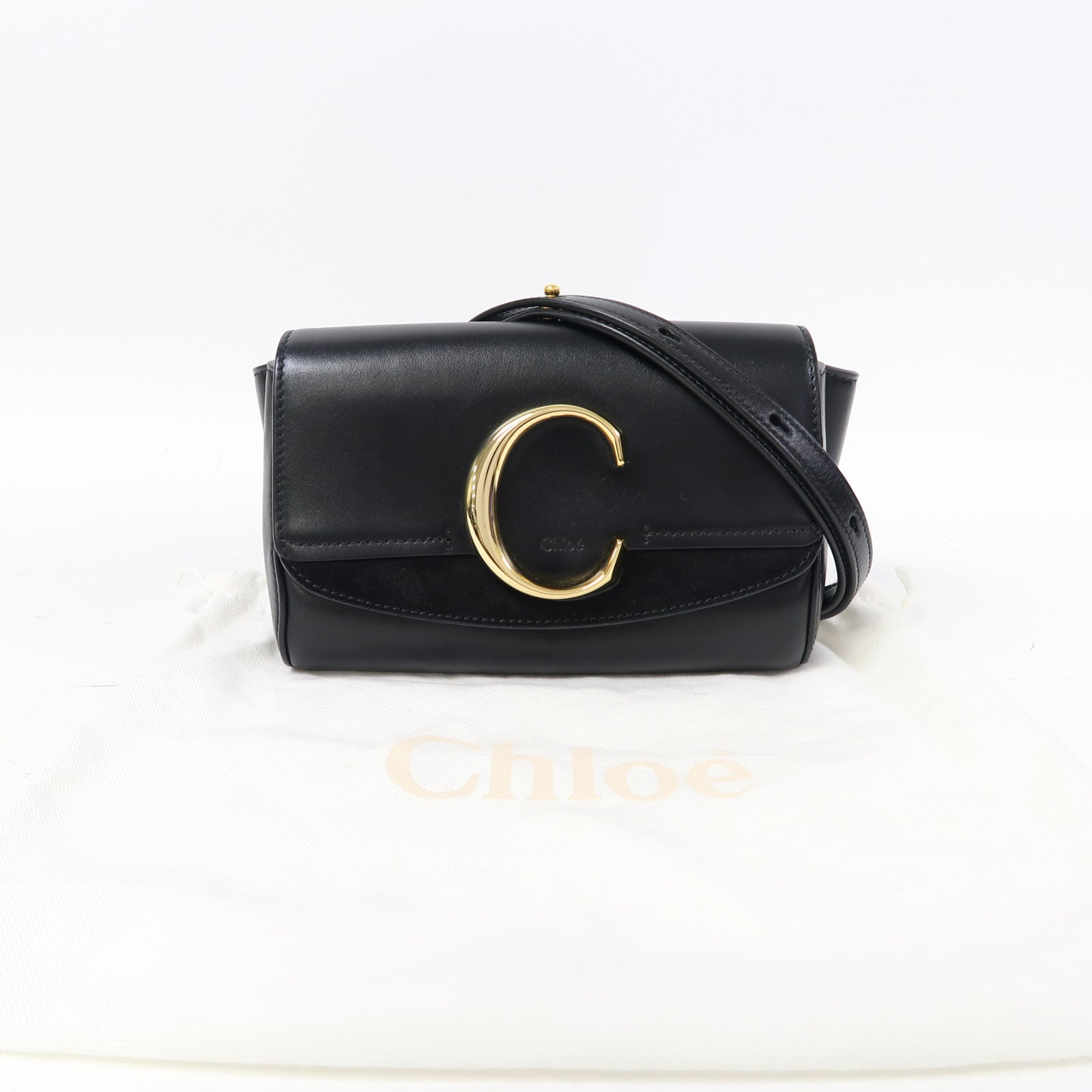 Chloe 【激減優惠】牛皮皮革Waist Bag金扣腰包黑色