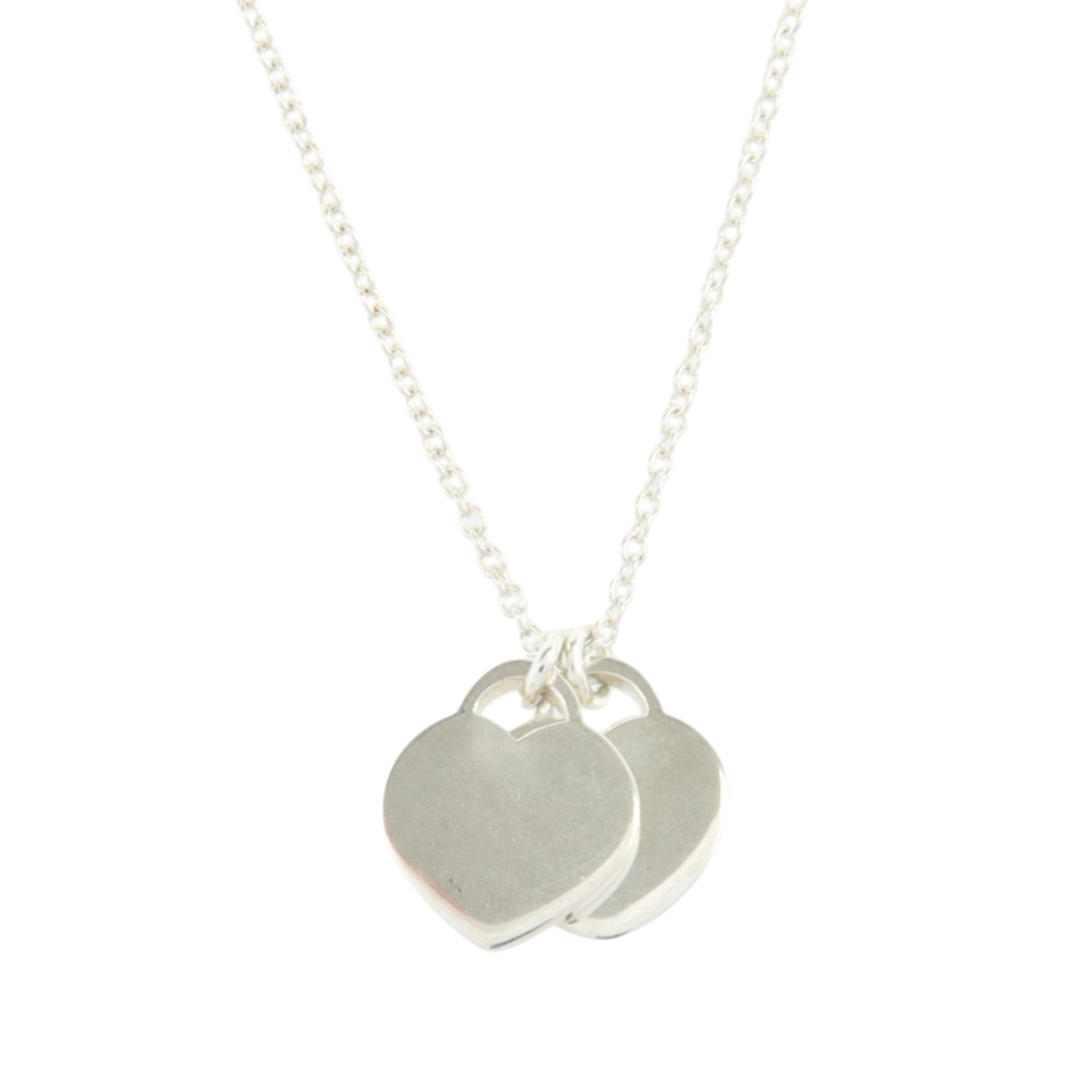 TIFFANY＆CO 925純銀/琺瑯Double Heart Tag Pendant項鏈