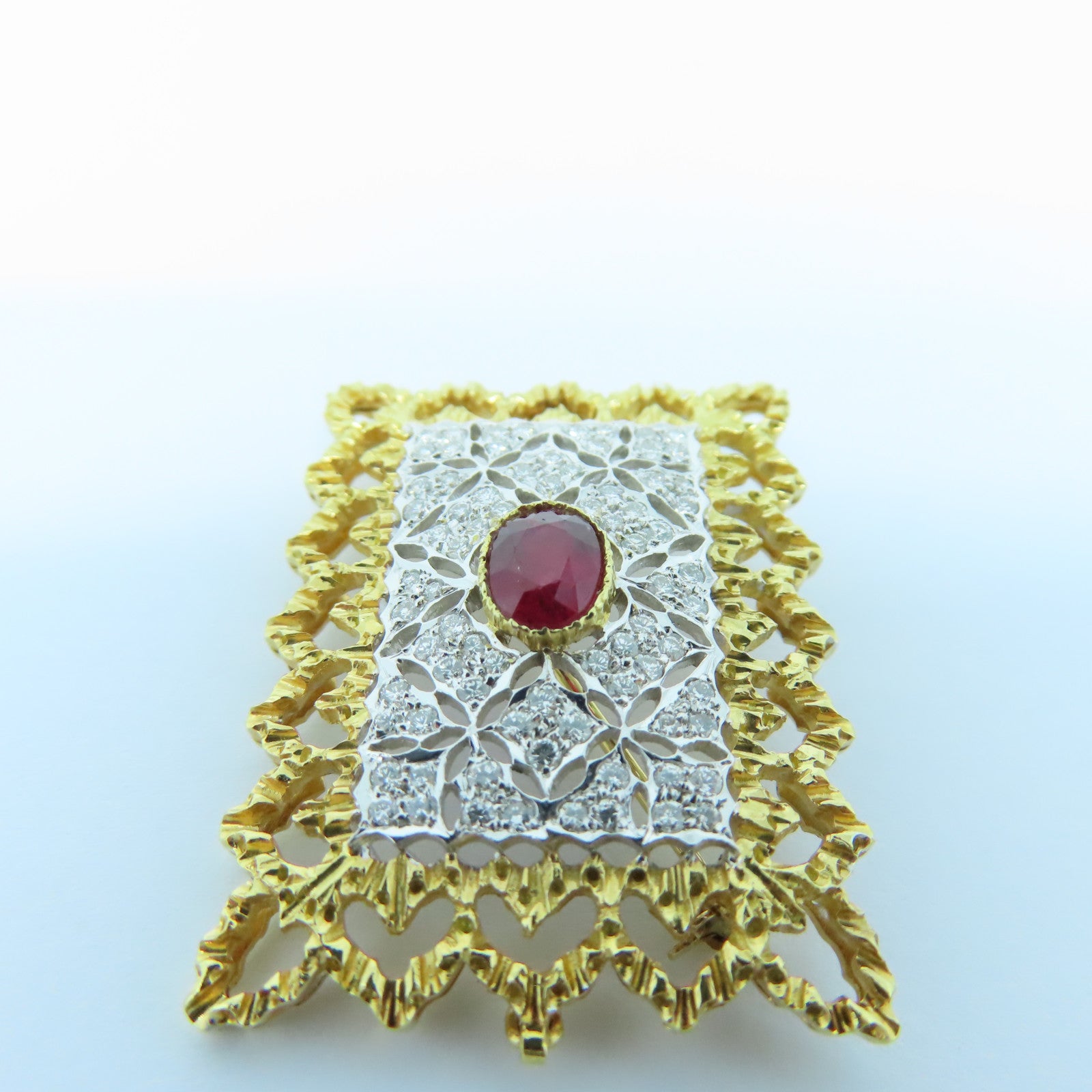 JEWELRY **【激減優惠】18K黃金Ruby Diamond Brooch紅寶石/鑽石胸針