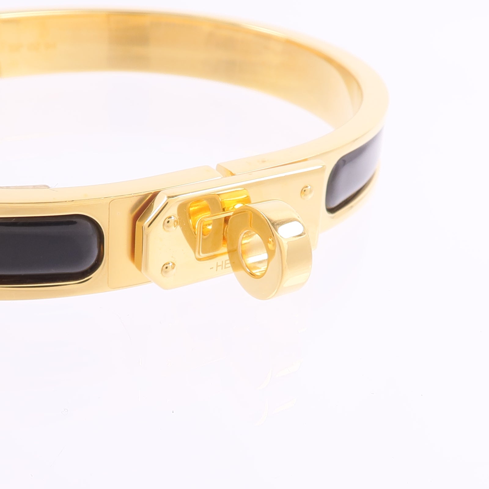 HERMES 金屬/琺瑯Mini Clic Kelly Bracelet手鐲Noir