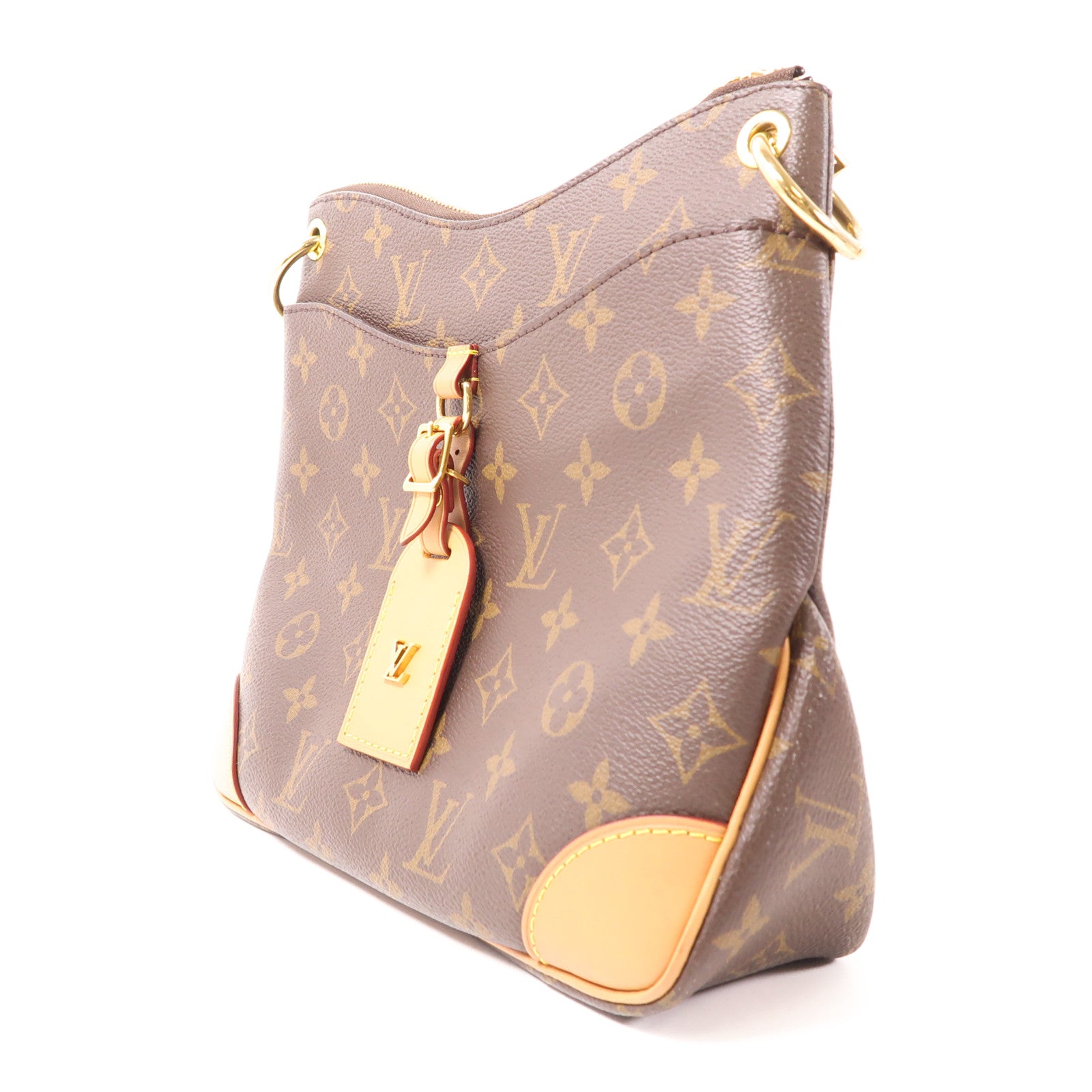 LOUIS VUITTON Monogram Odeon金扣手挽袋棕色