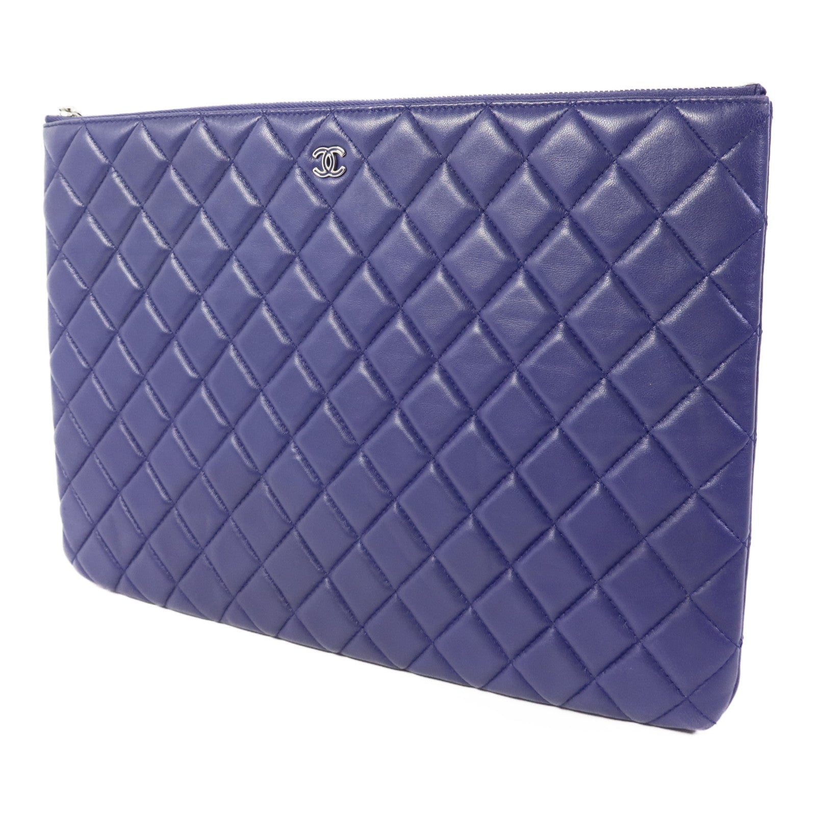 CHANEL 羊皮皮革Pouch銀扣小袋