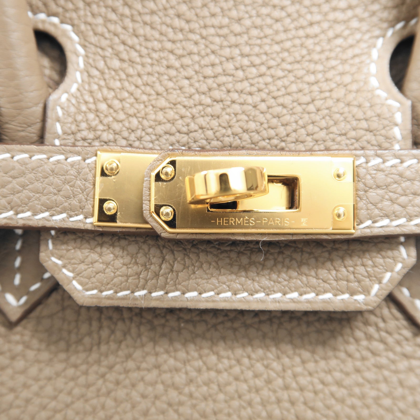 HERMES Togo皮革Birkin 25金扣手挽袋Etoupe