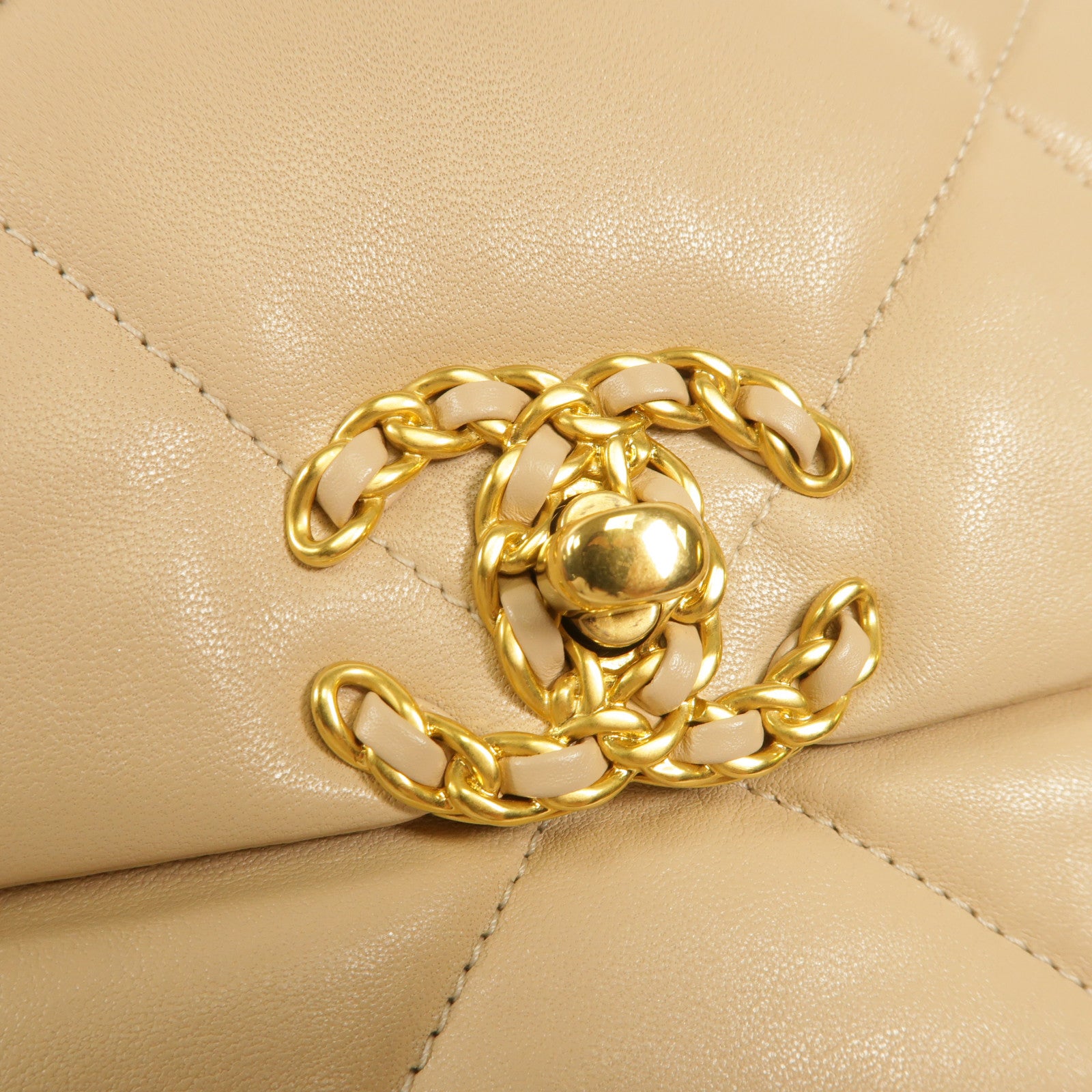 CHANEL 羊皮皮革19 Flap Bag金扣/銀扣手挽肩背兩用袋