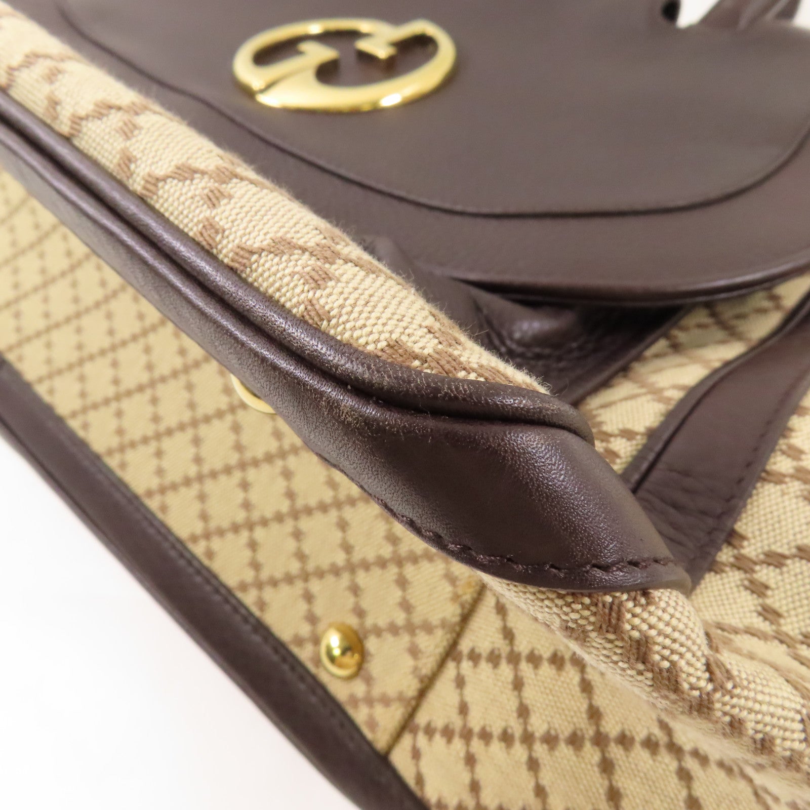 GUCCI 帆布/牛皮皮革Double G Boston Bag金扣波士頓包