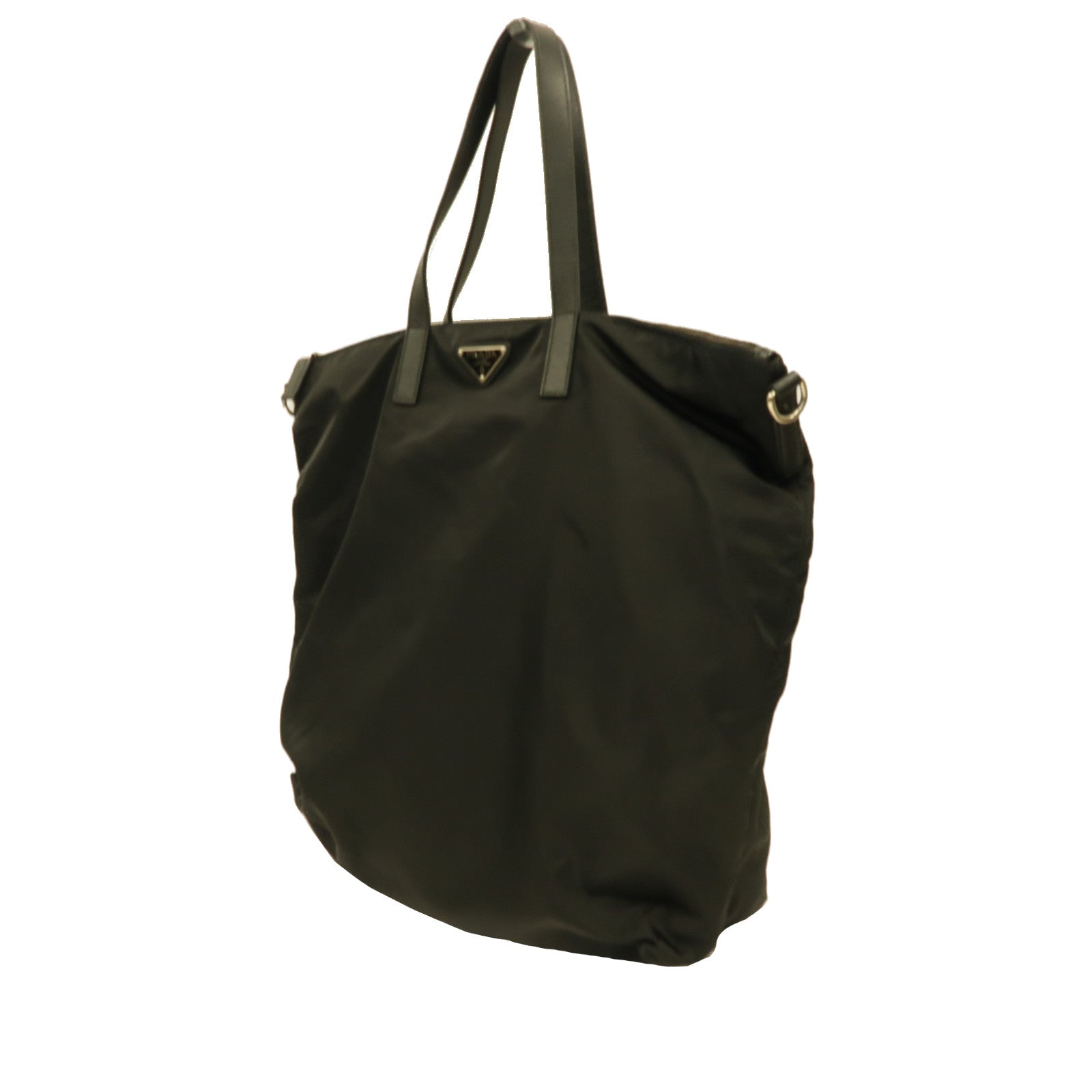 PRADA 尼龍2 Way Shoulder銀扣手挽肩背兩用袋黑色