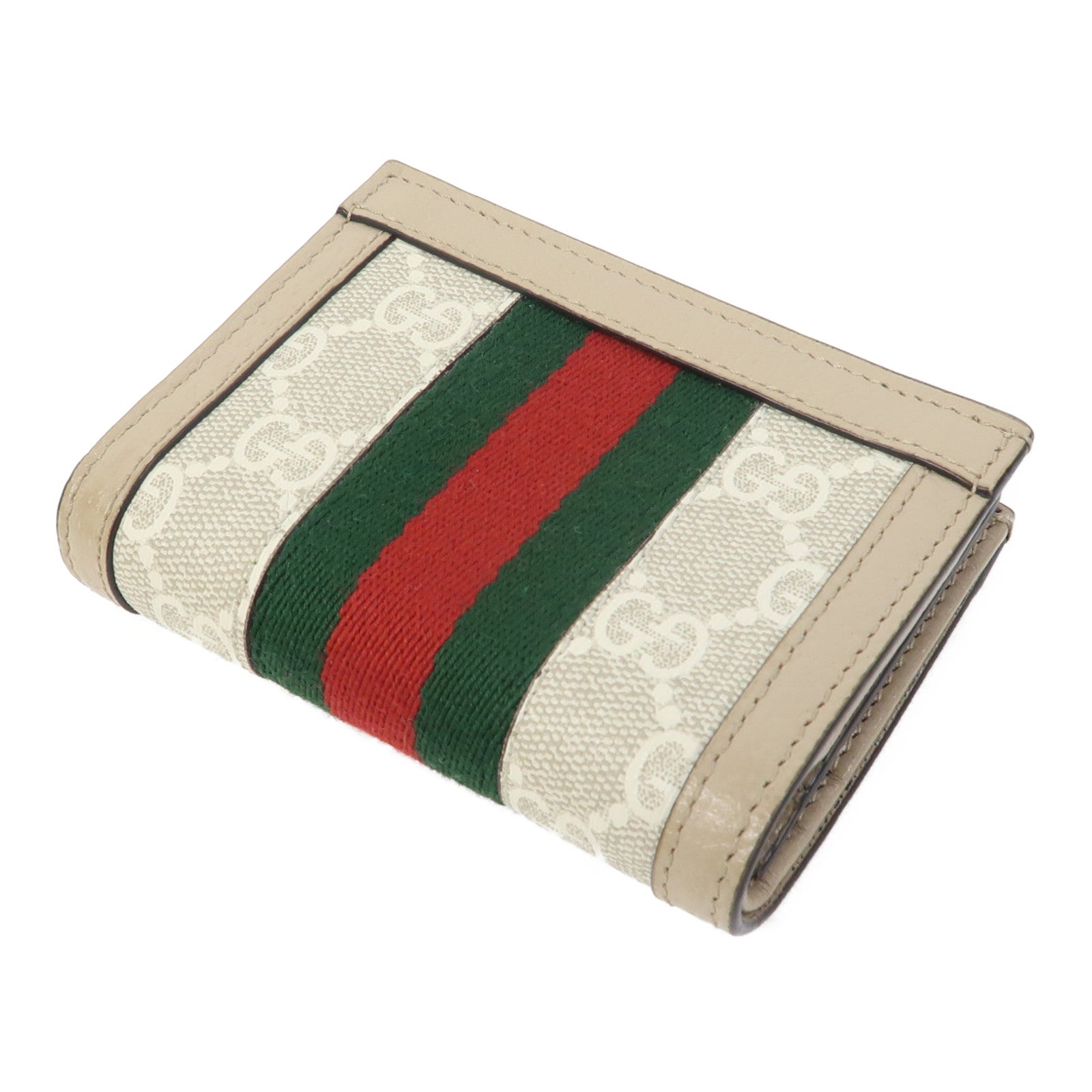 GUCCI 塗層帆布Ophidia GG Wallet金扣錢包米色/白色