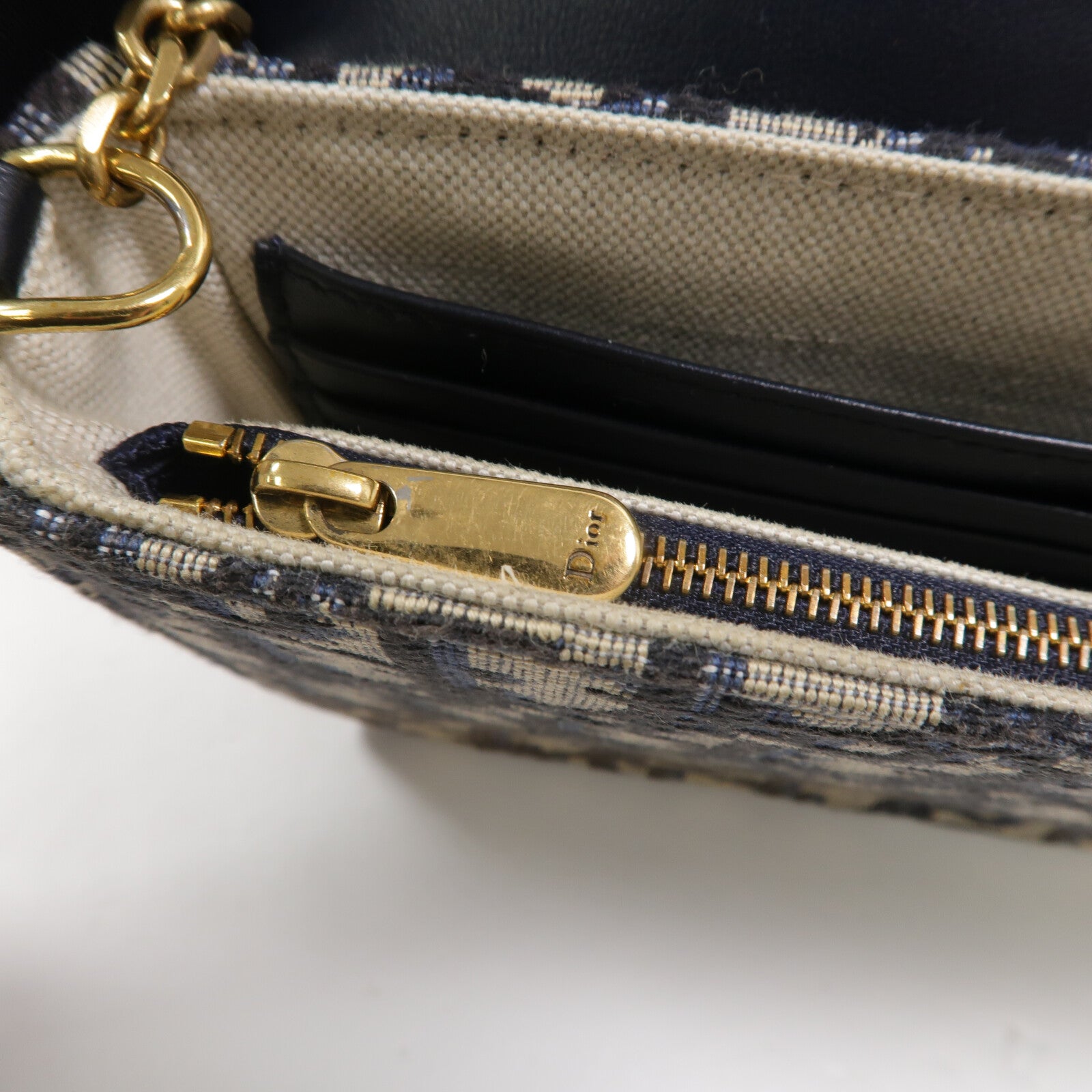 Dior 帆布Saddle WOC鏈帶肩背袋