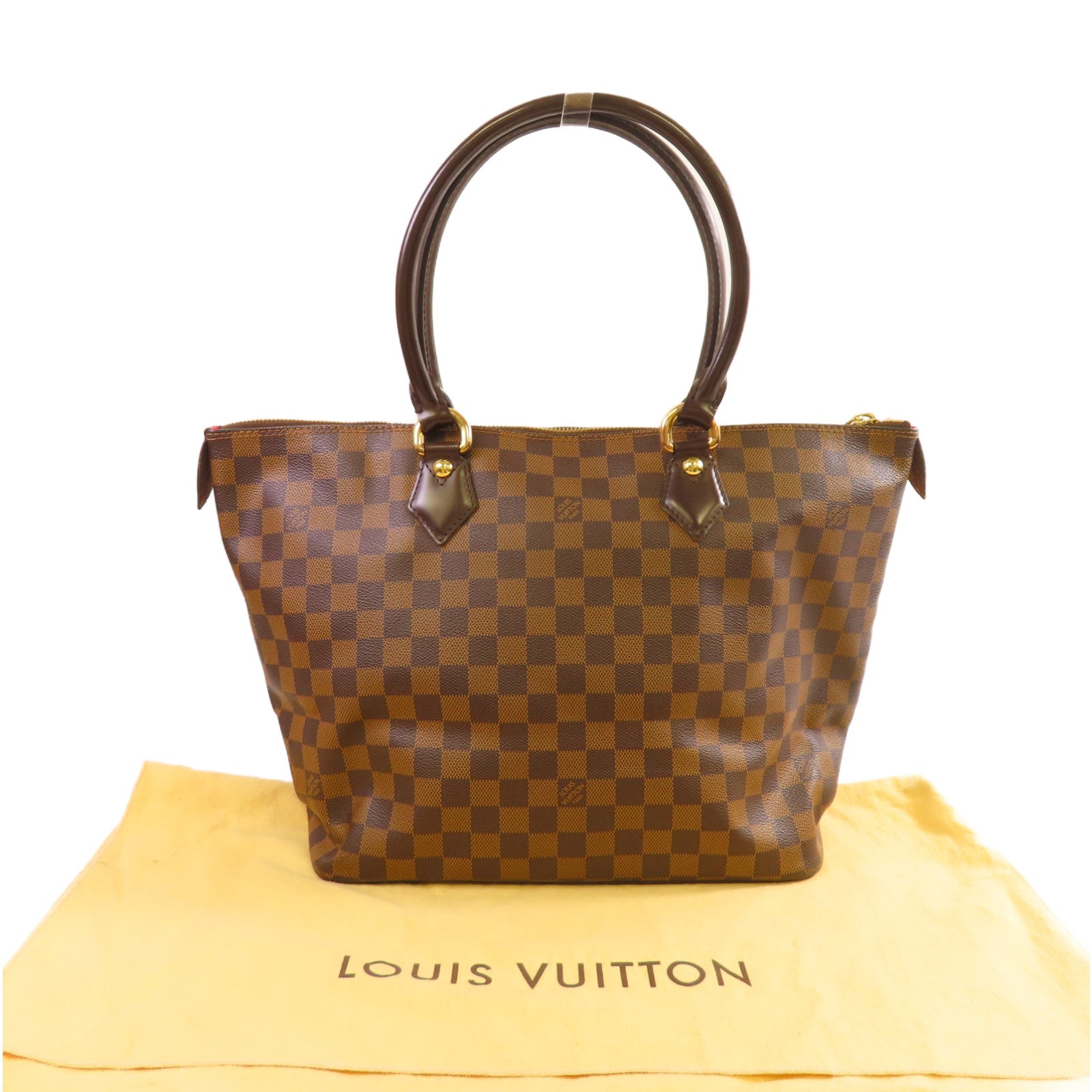 LOUIS VUITTON 【激減優惠】Damier Ebene Saleya PM Tote Bag金扣手挽肩背兩用袋啡色