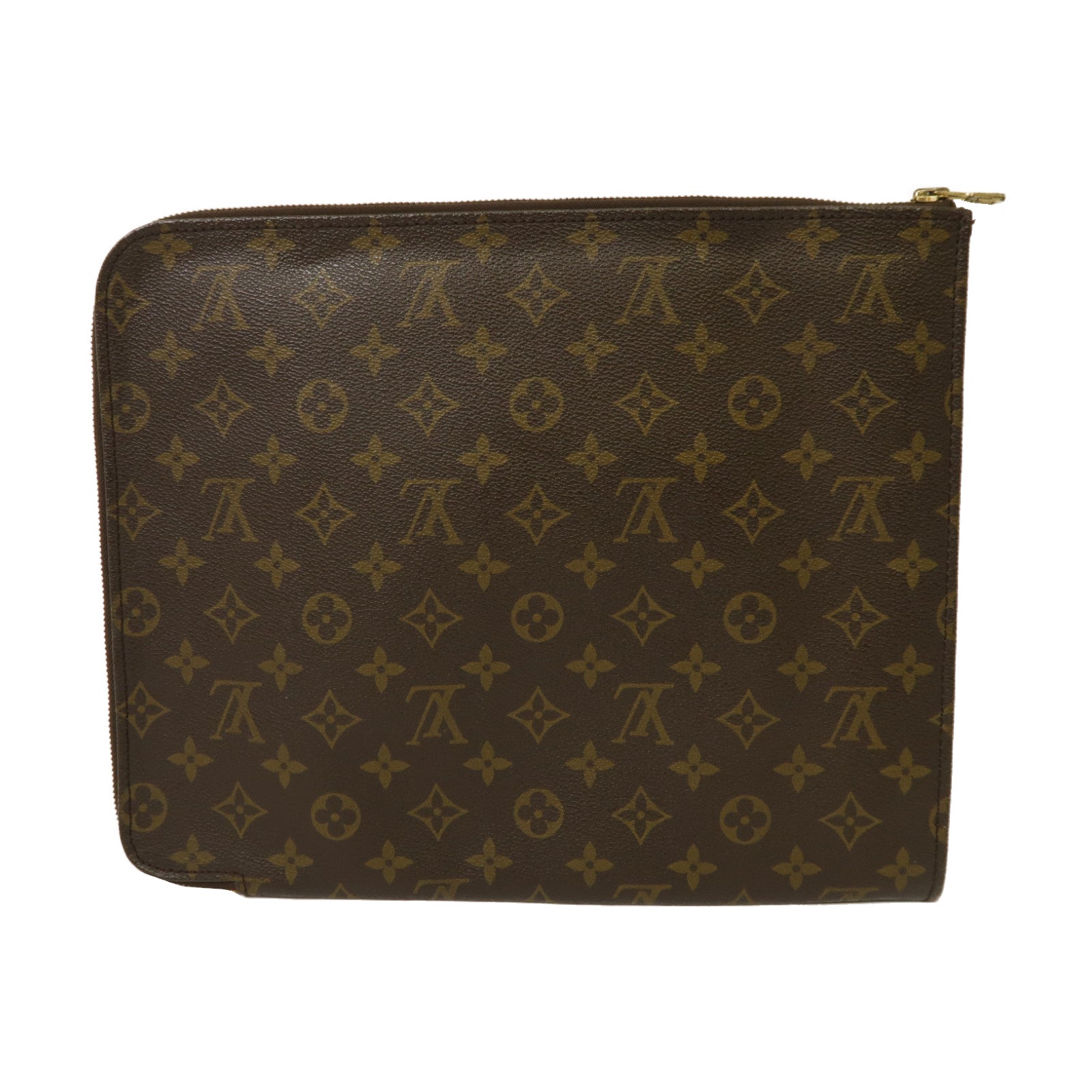 LOUIS VUITTON Monogram Poche Documents金扣手拿包啡色