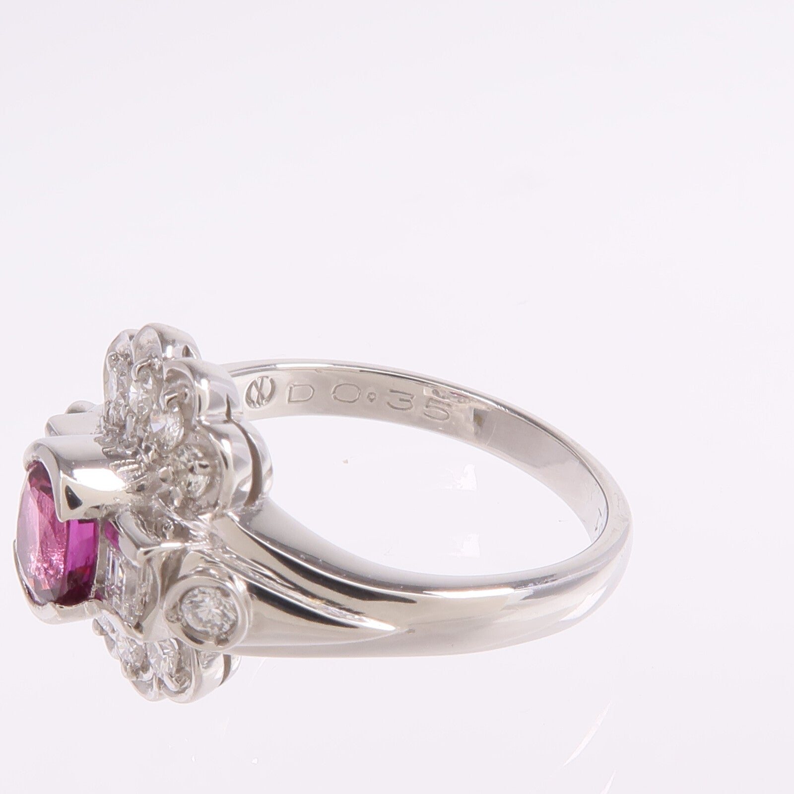 JEWELRY PT900鉑金Ruby Diamond Ring紅寶石/鑽石戒指US#5.75