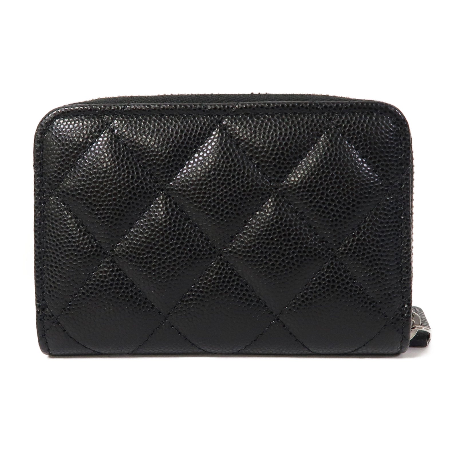 CHANEL Caviar皮革Card Case銀扣卡片套黑色