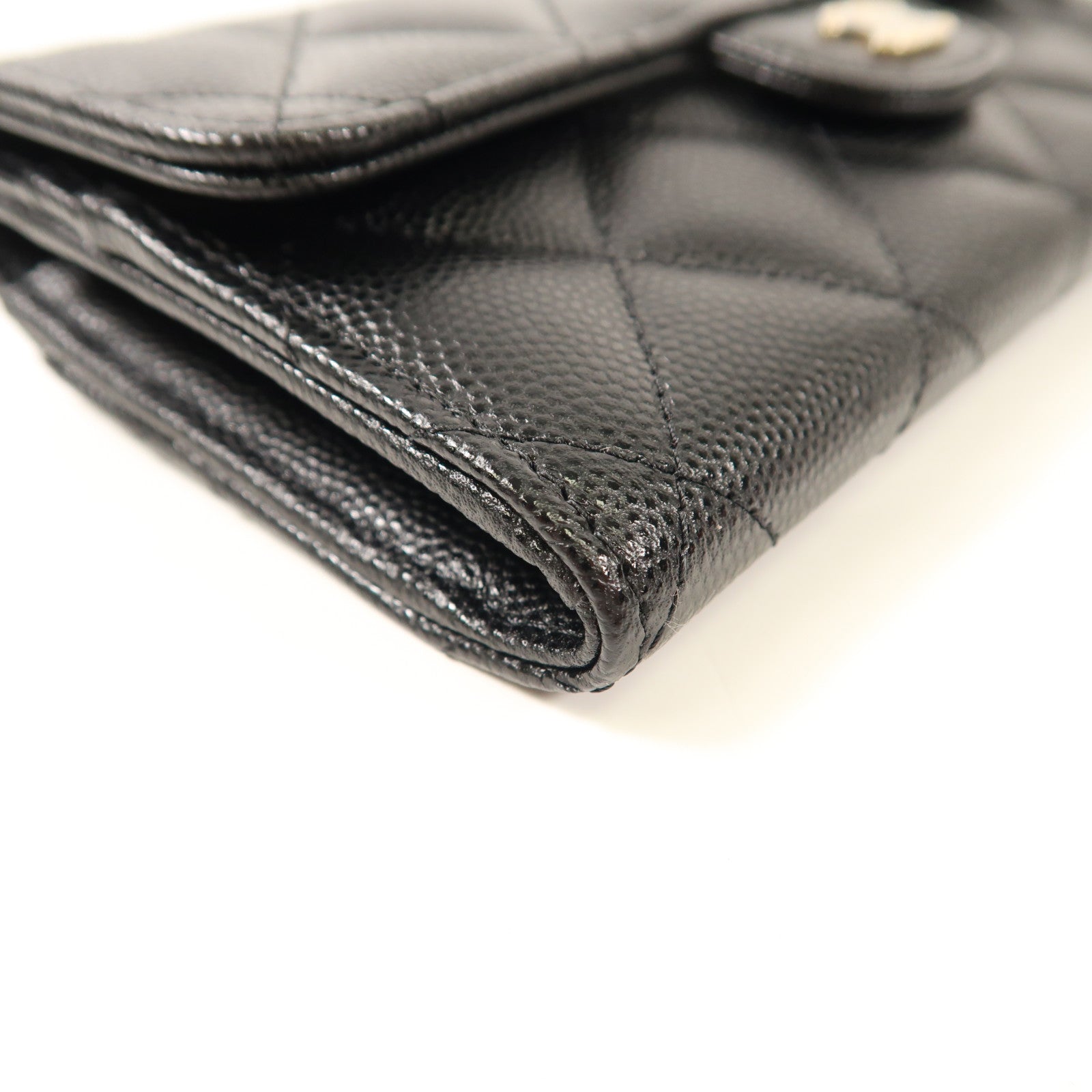 CHANEL 牛皮皮革Long Wallet金扣長錢包