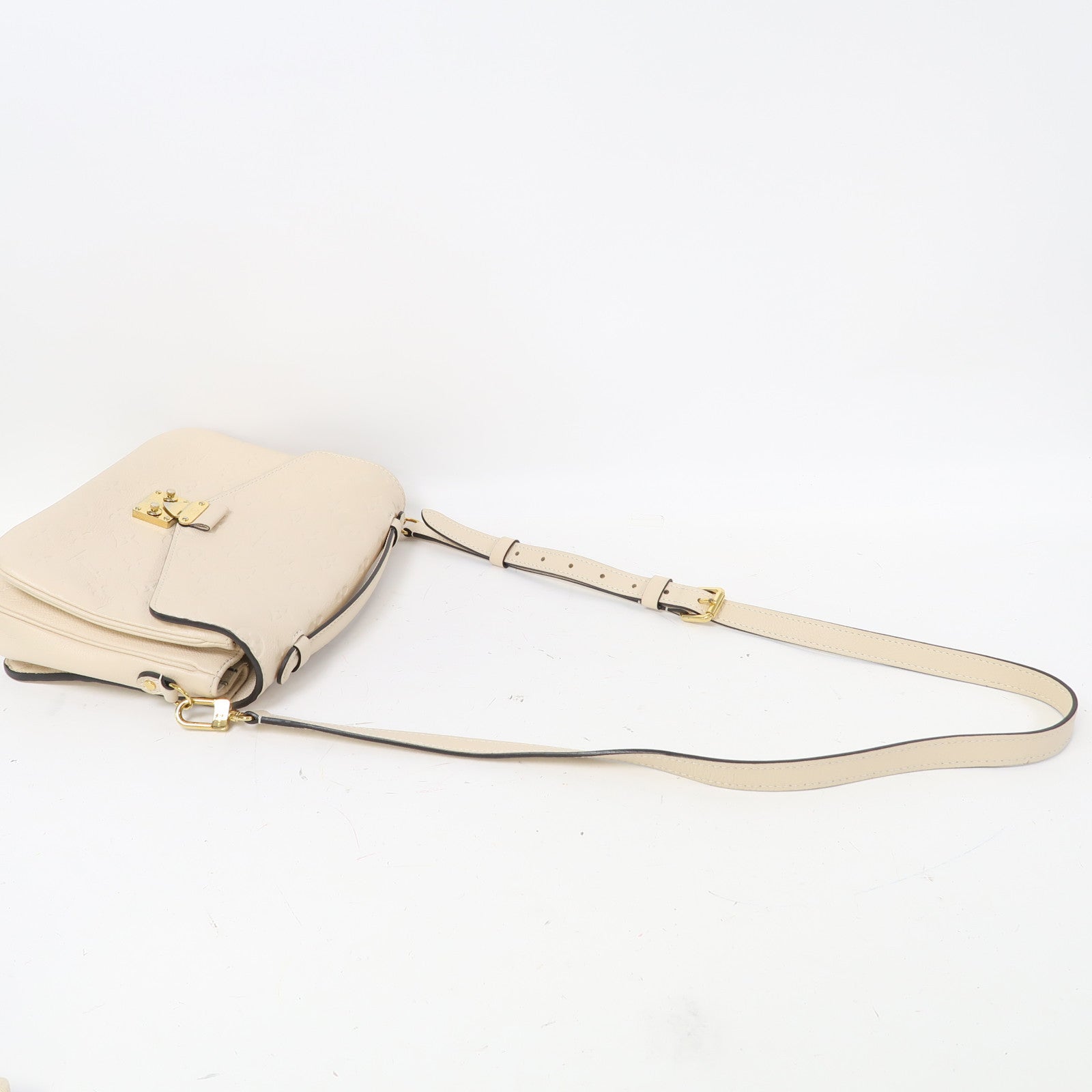 LOUIS VUITTON 【激減優惠】Monogram Empreinte Pochette Metis金扣手挽肩背兩用袋米色