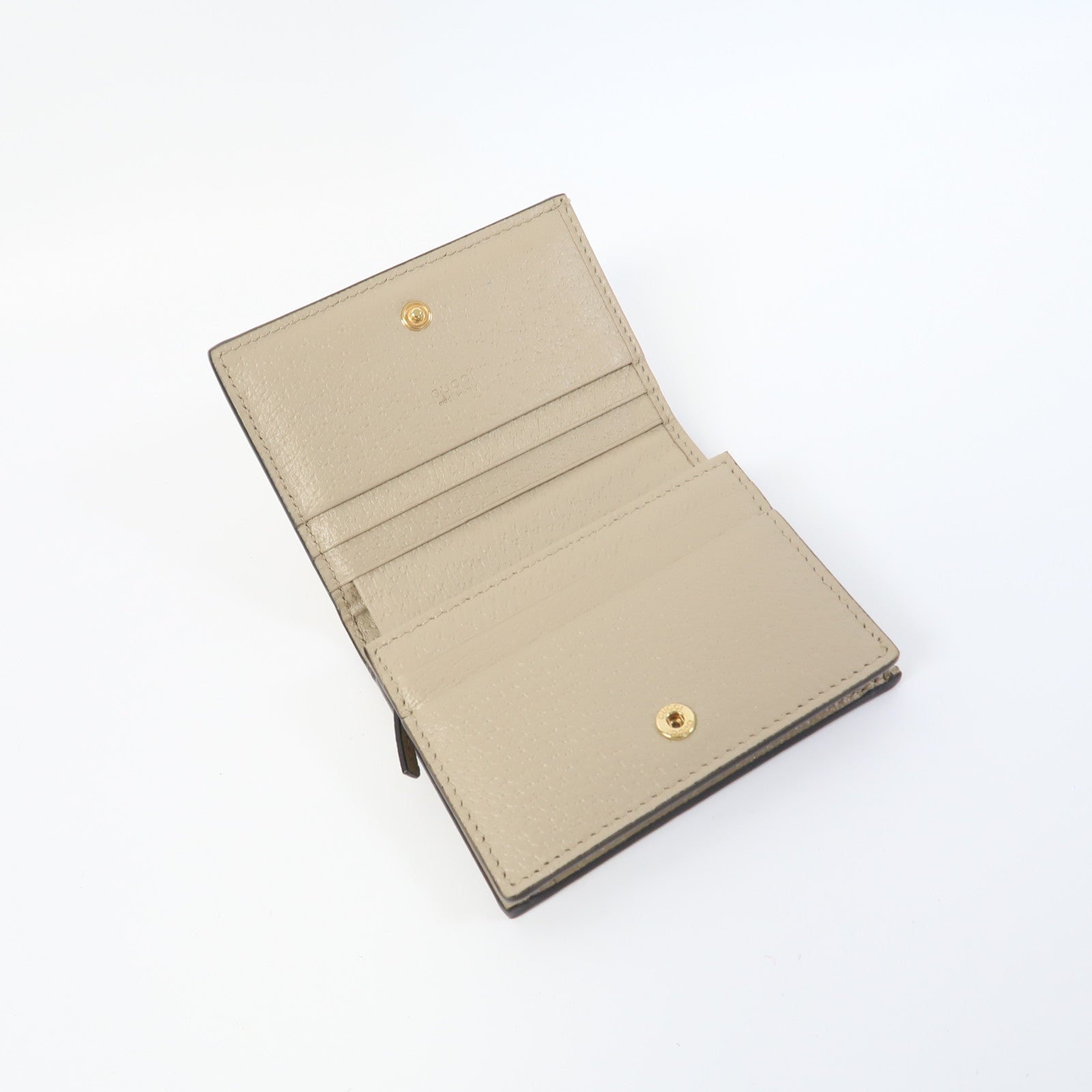GUCCI 塗層帆布Ophidia GG Wallet金扣錢包米色/白色