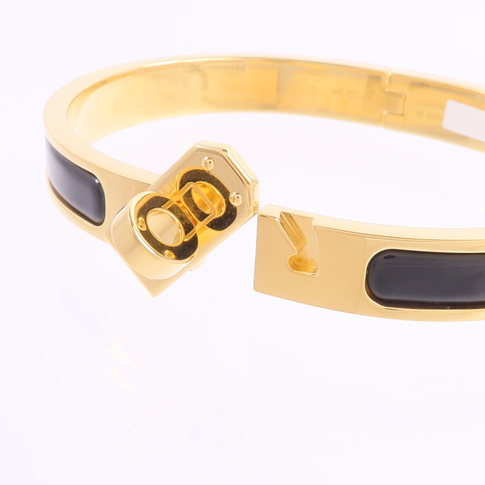 HERMES 金屬/琺瑯Mini Clic Kelly Bracelet手鐲Noir