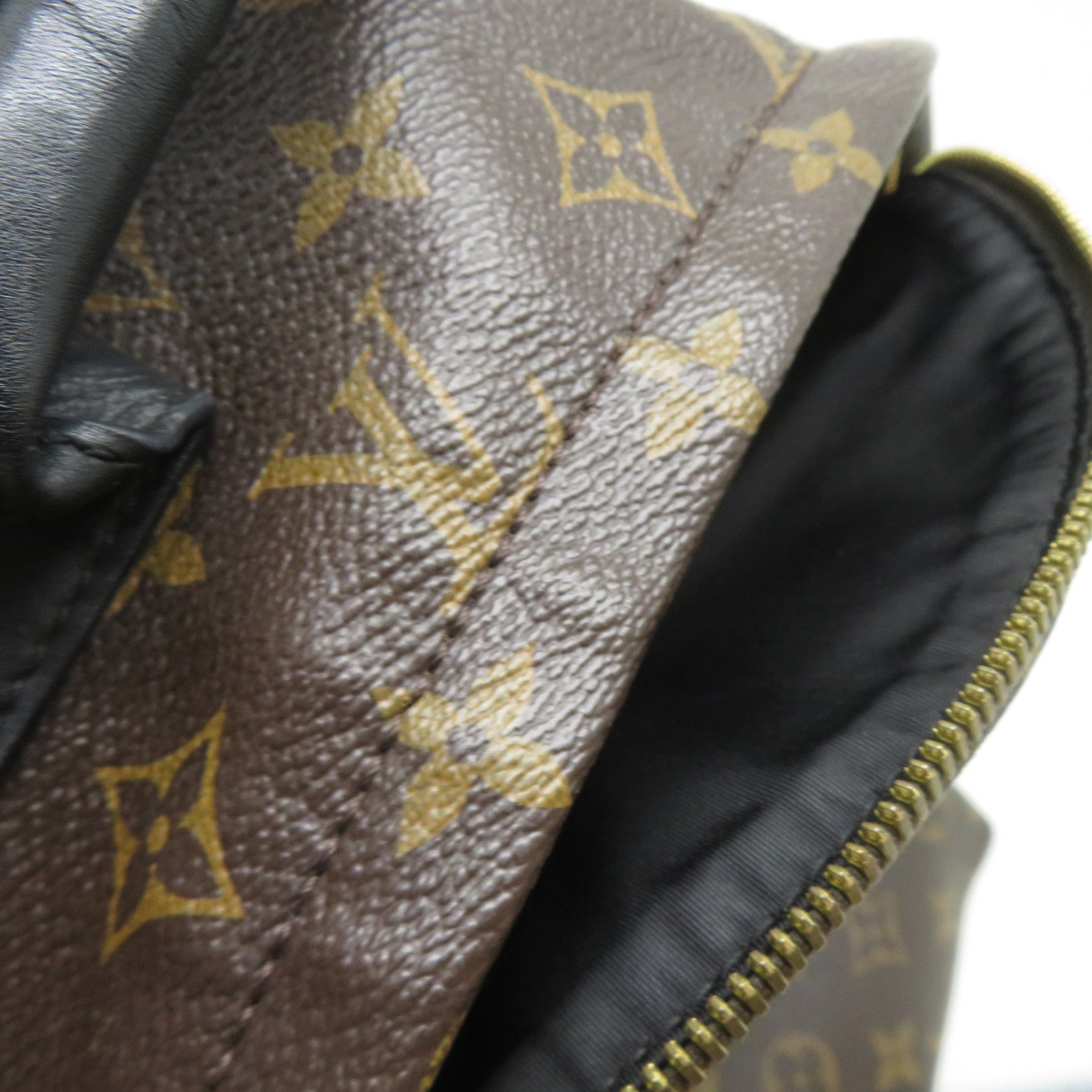 LOUIS VUITTON Monogram Macassar Palm Springs MM金扣背包啡色/黑色