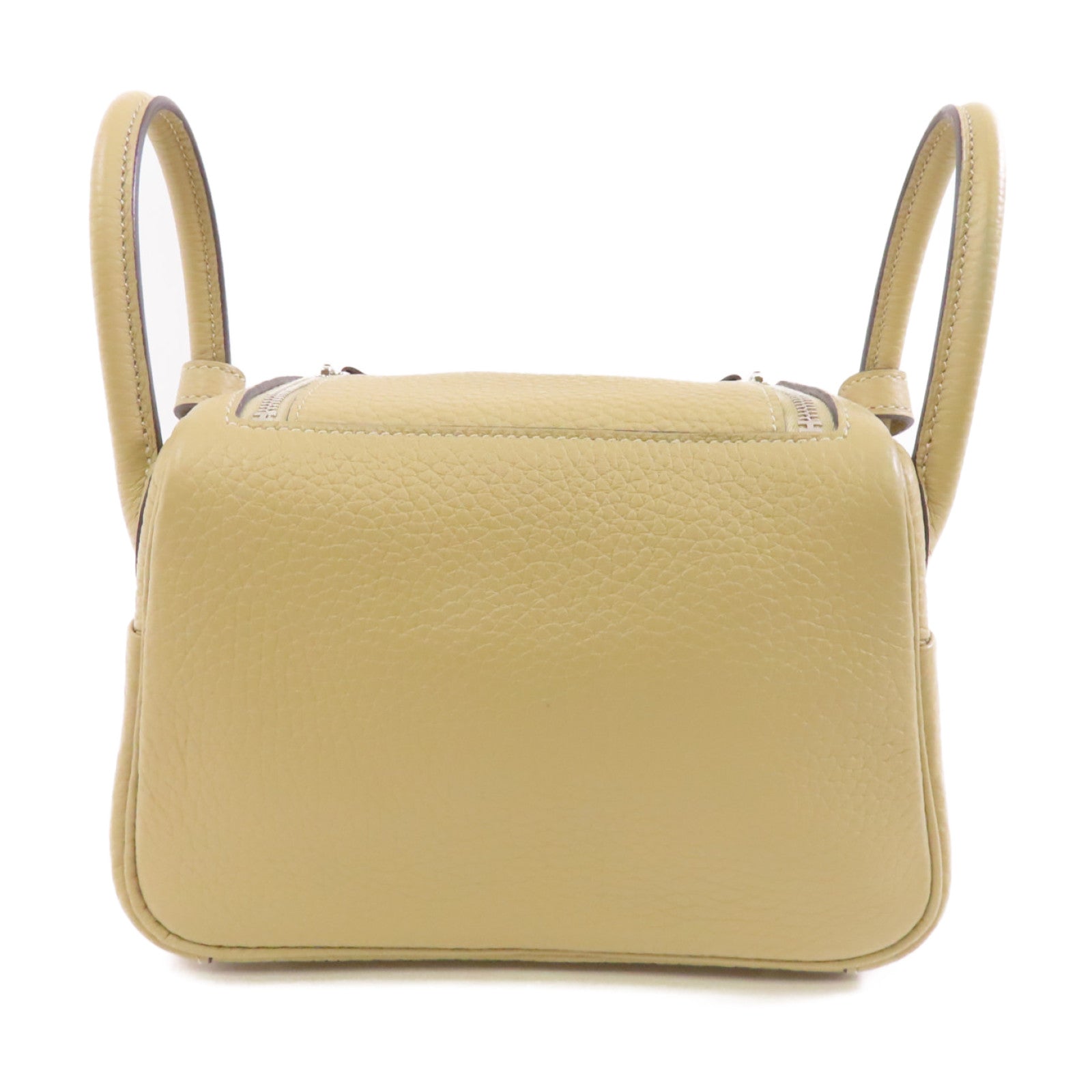 HERMES Clemence皮革Mini Lindy銀扣手挽肩背兩用袋Trench米色