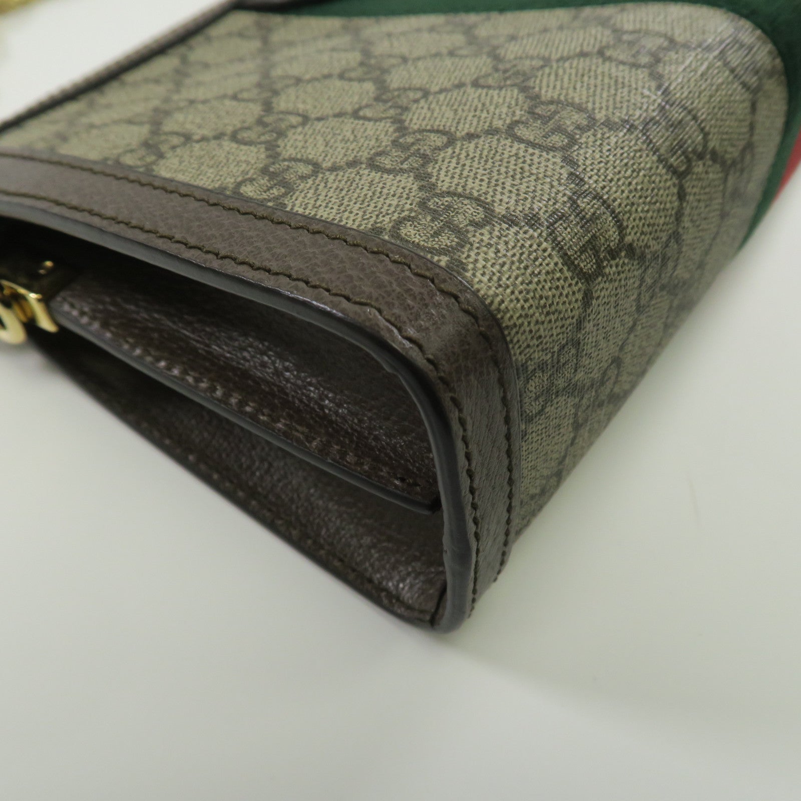 GUCCI 塗層帆布Ophidia金扣鏈帶肩背袋啡色