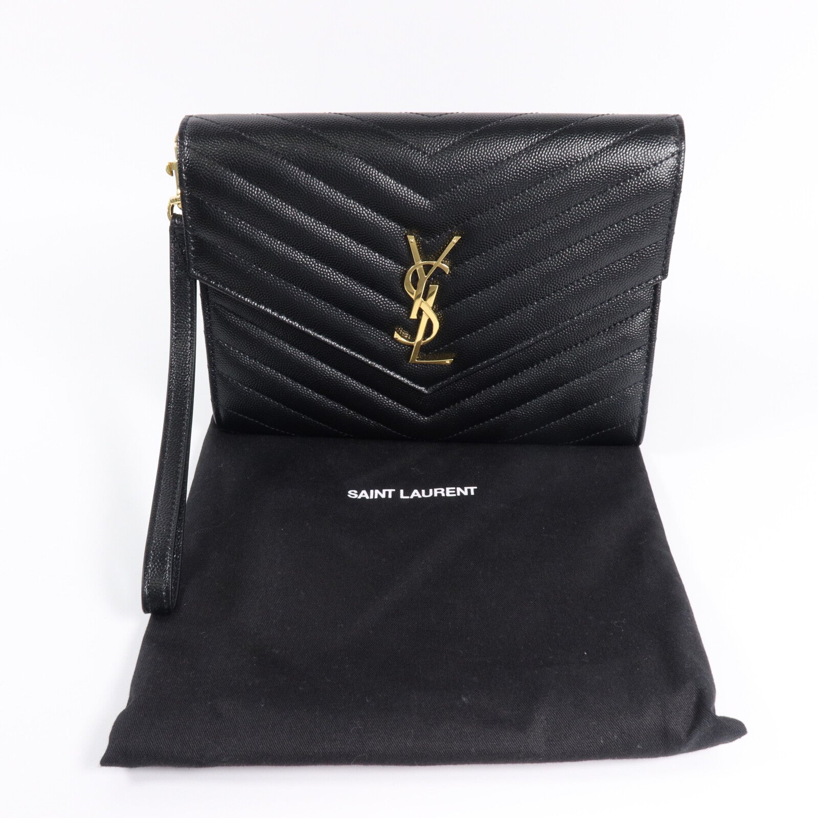 SAINT LAURENT 牛皮皮革Cassandre flap pouch手拿包