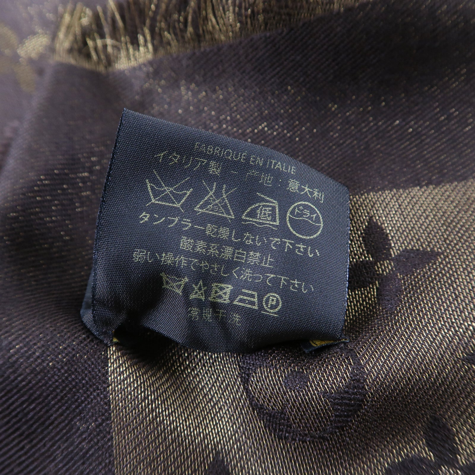LOUIS VUITTON 絲質/人造絲Monogram Shine披肩啡色