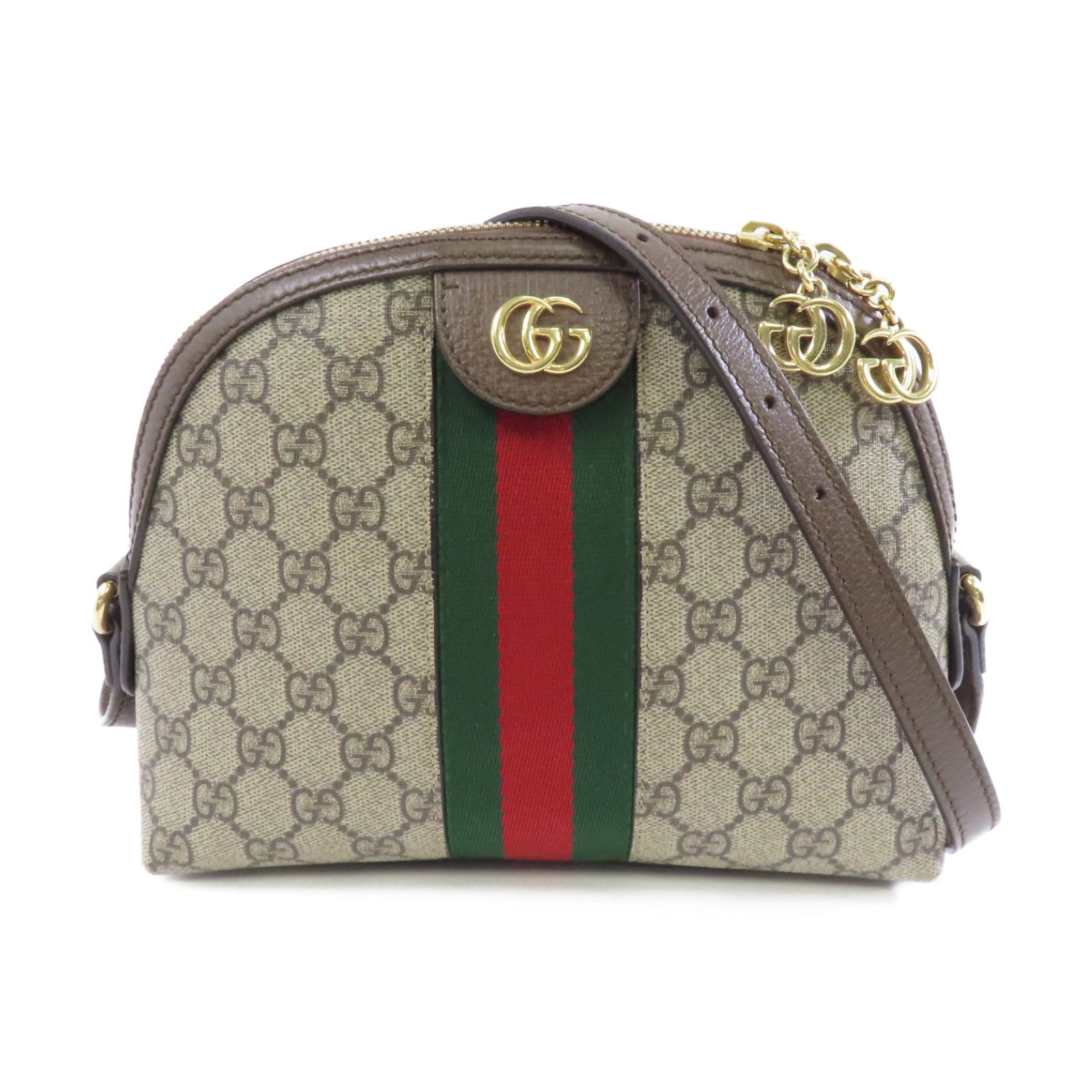 GUCCI 塗層帆布Shoulder Bag金扣肩背袋棕色