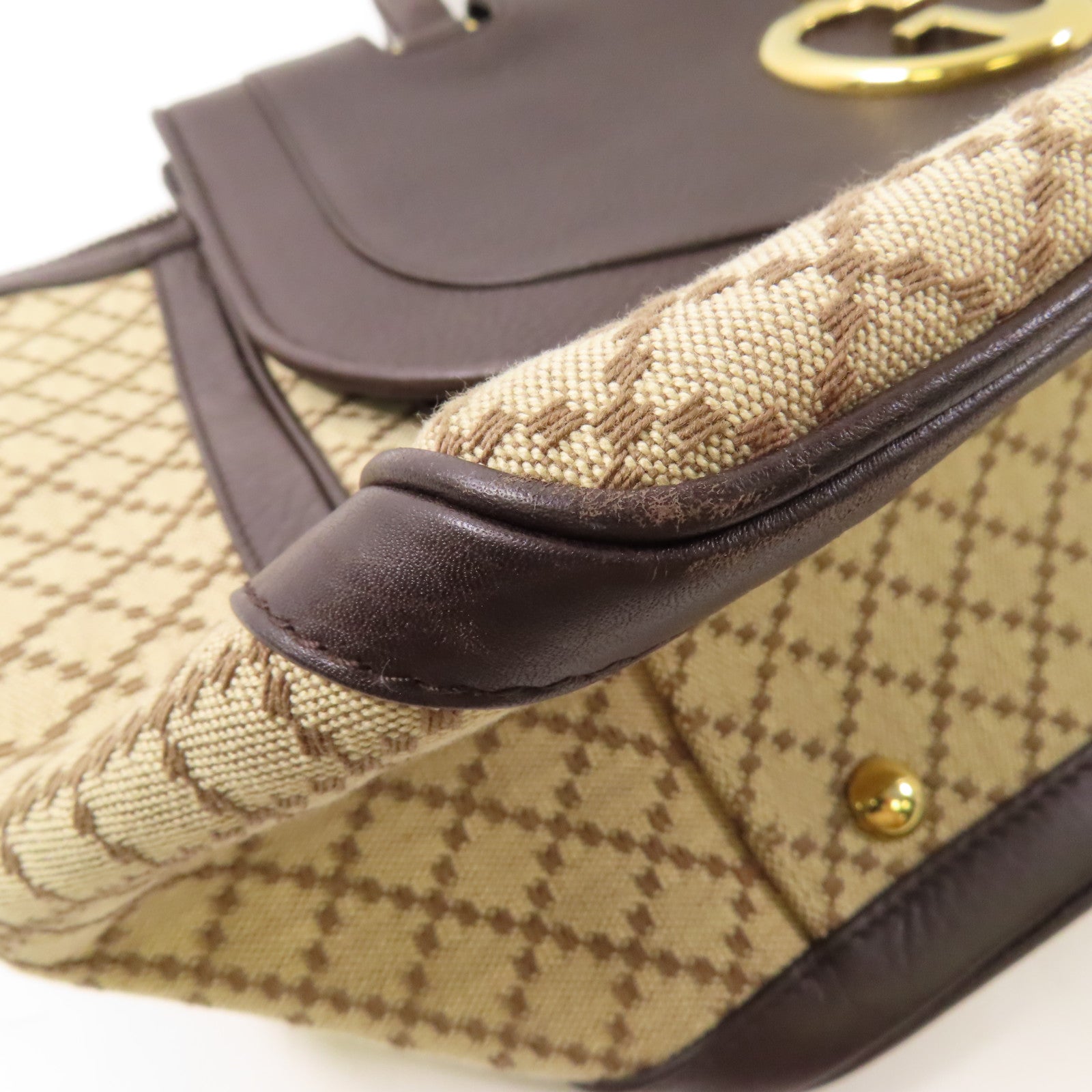 GUCCI 帆布/牛皮皮革Double G Boston Bag金扣波士頓包